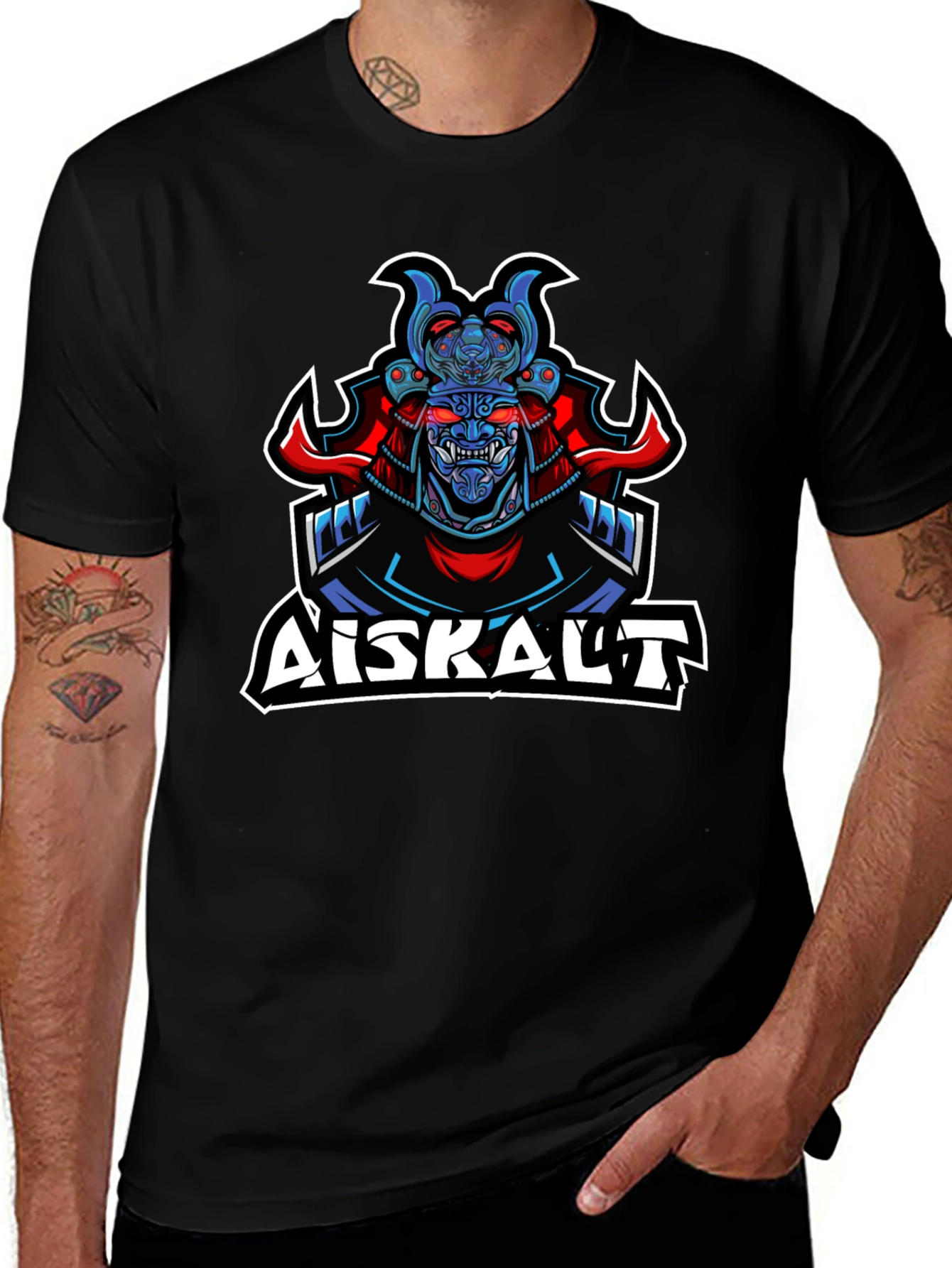 Samurai Graphic Print Black T-Shirt