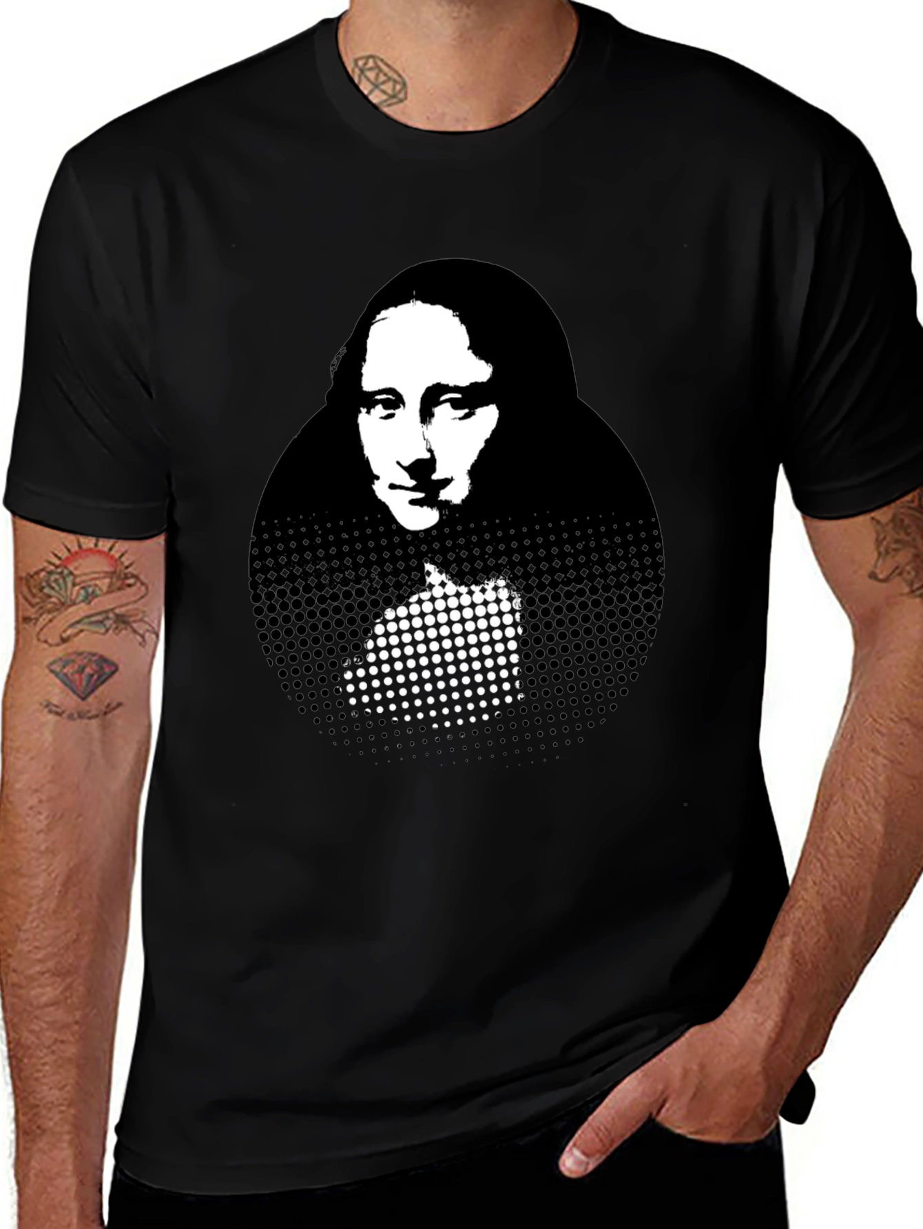 Mona Lisa Graphic Print Black T-Shirt