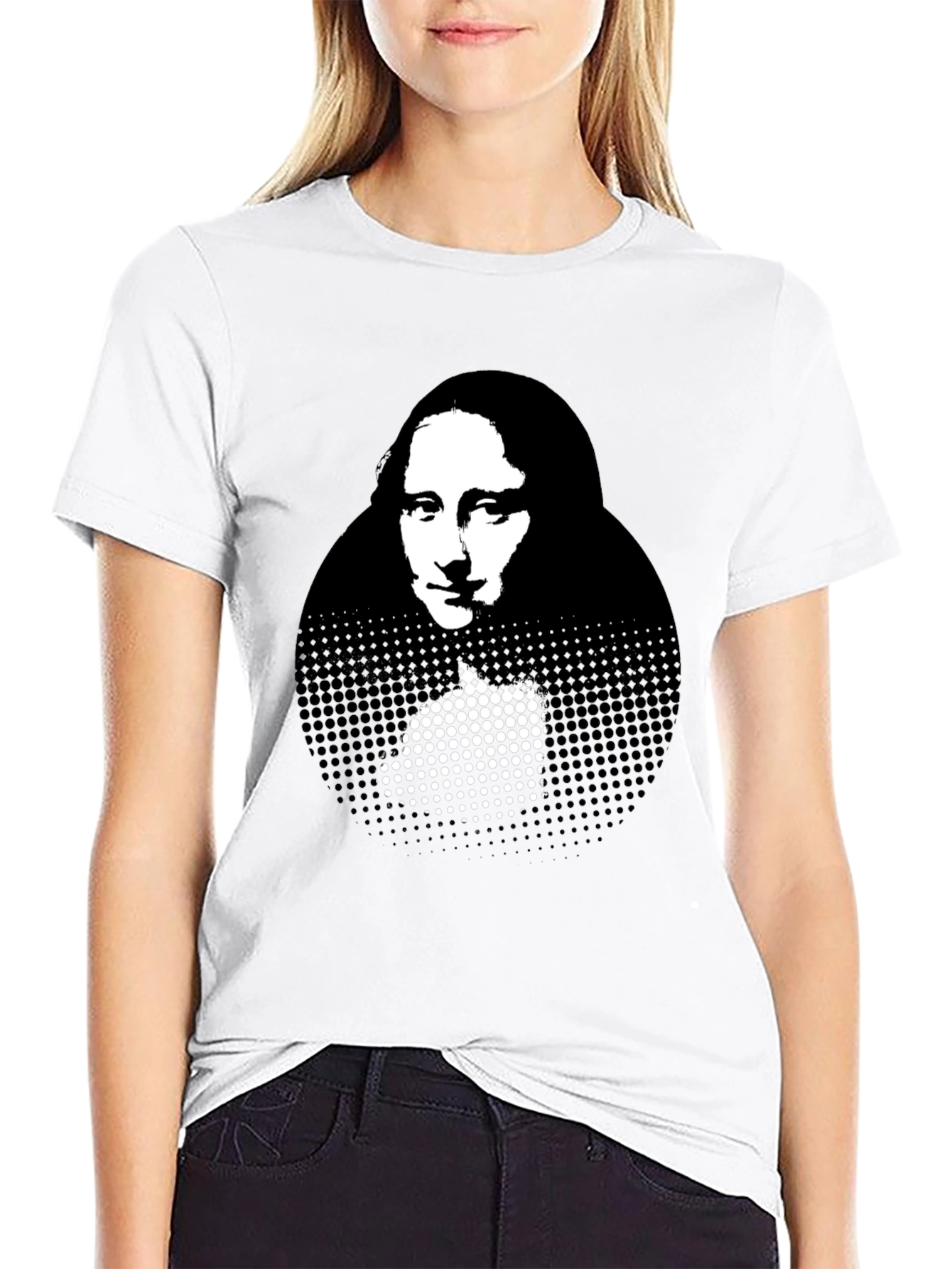 Mona Lisa Graphic Print Black T-Shirt
