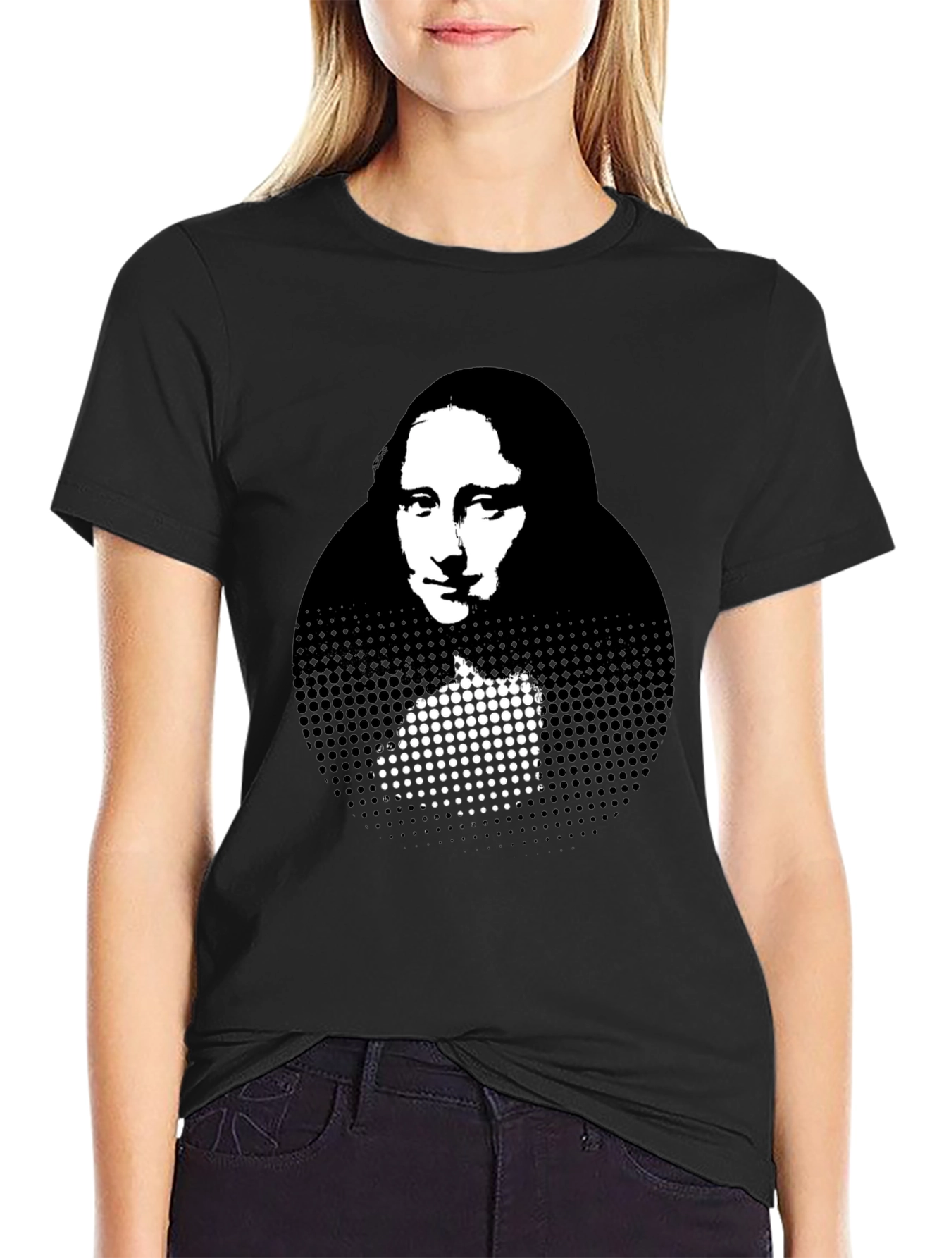 Mona Lisa Graphic Print Black T-Shirt