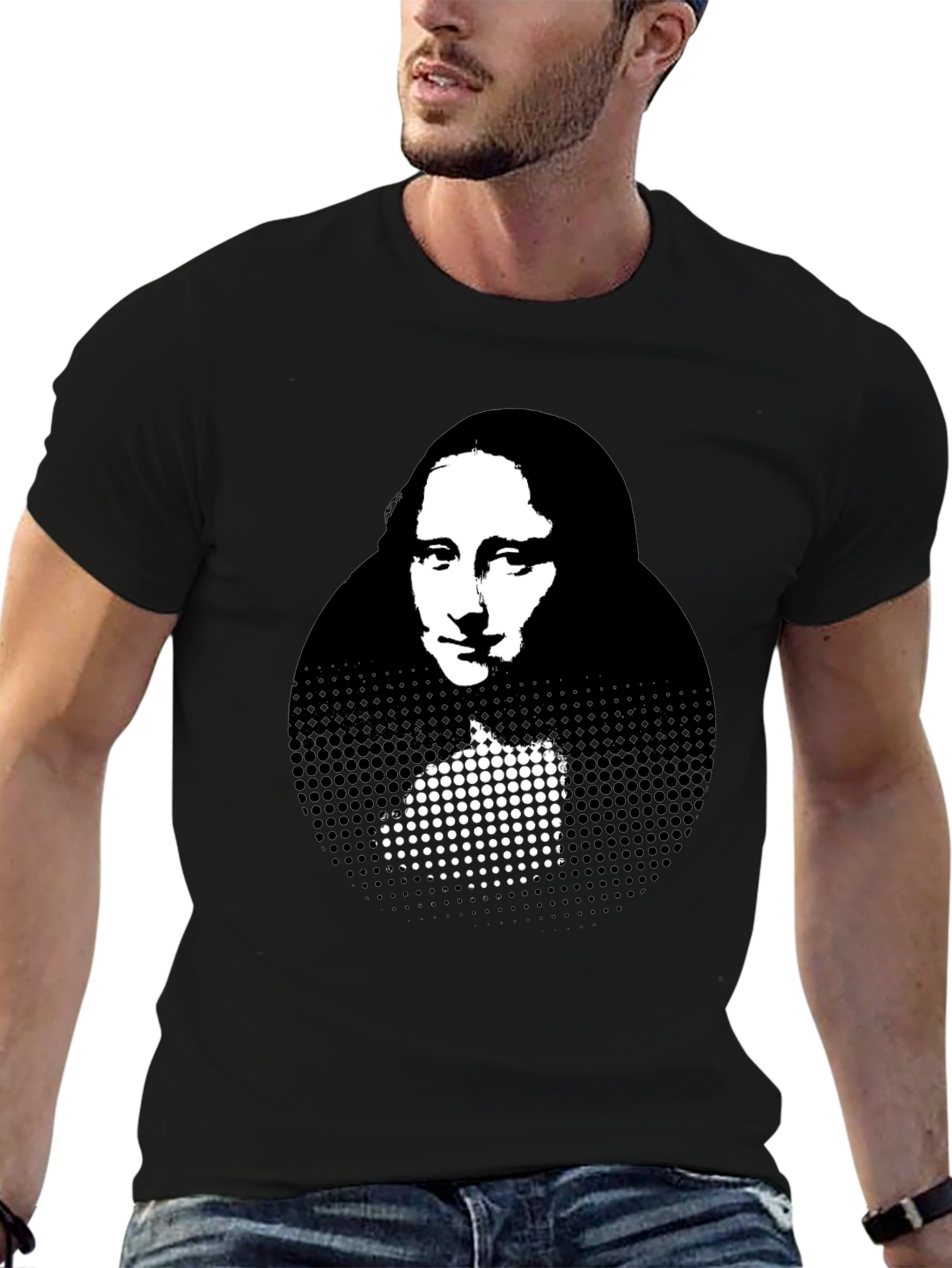 Mona Lisa Graphic Print Black T-Shirt
