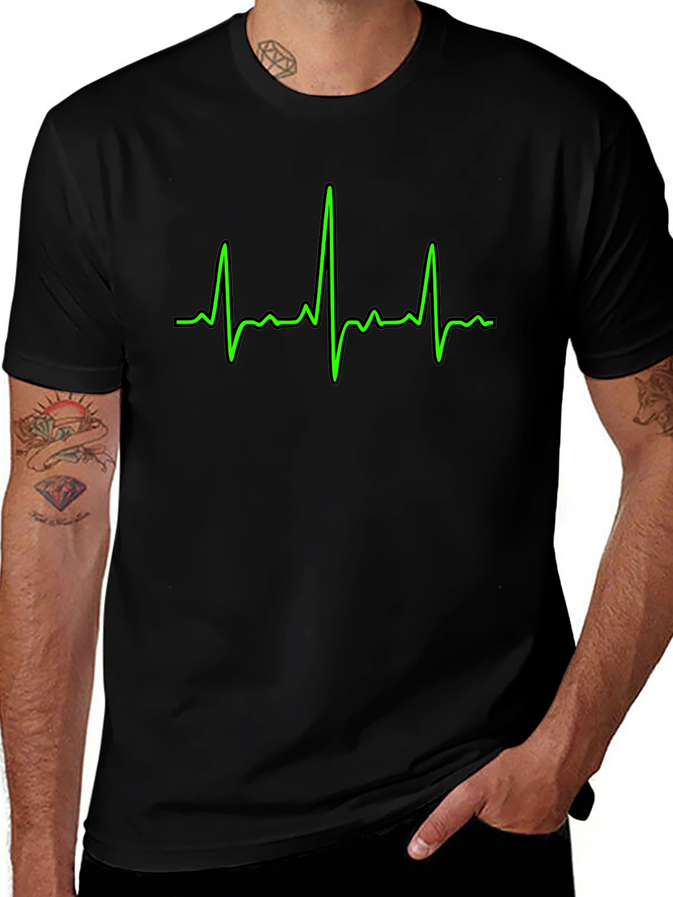 Heartbeat Graphic Tee - Classic Black Cotton T-Shirt