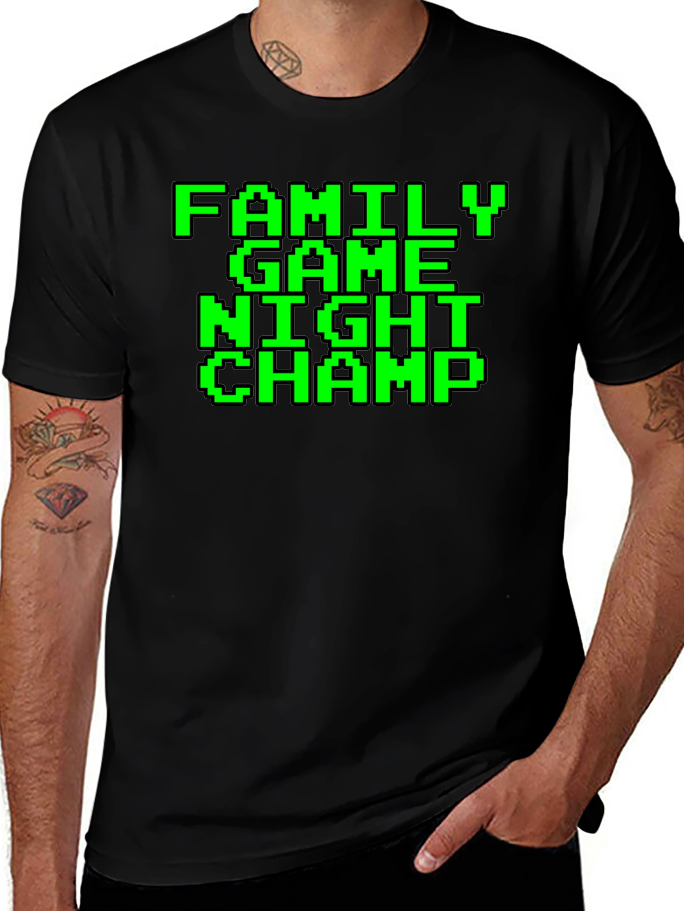 Family Game Night Champ Pixel Tee