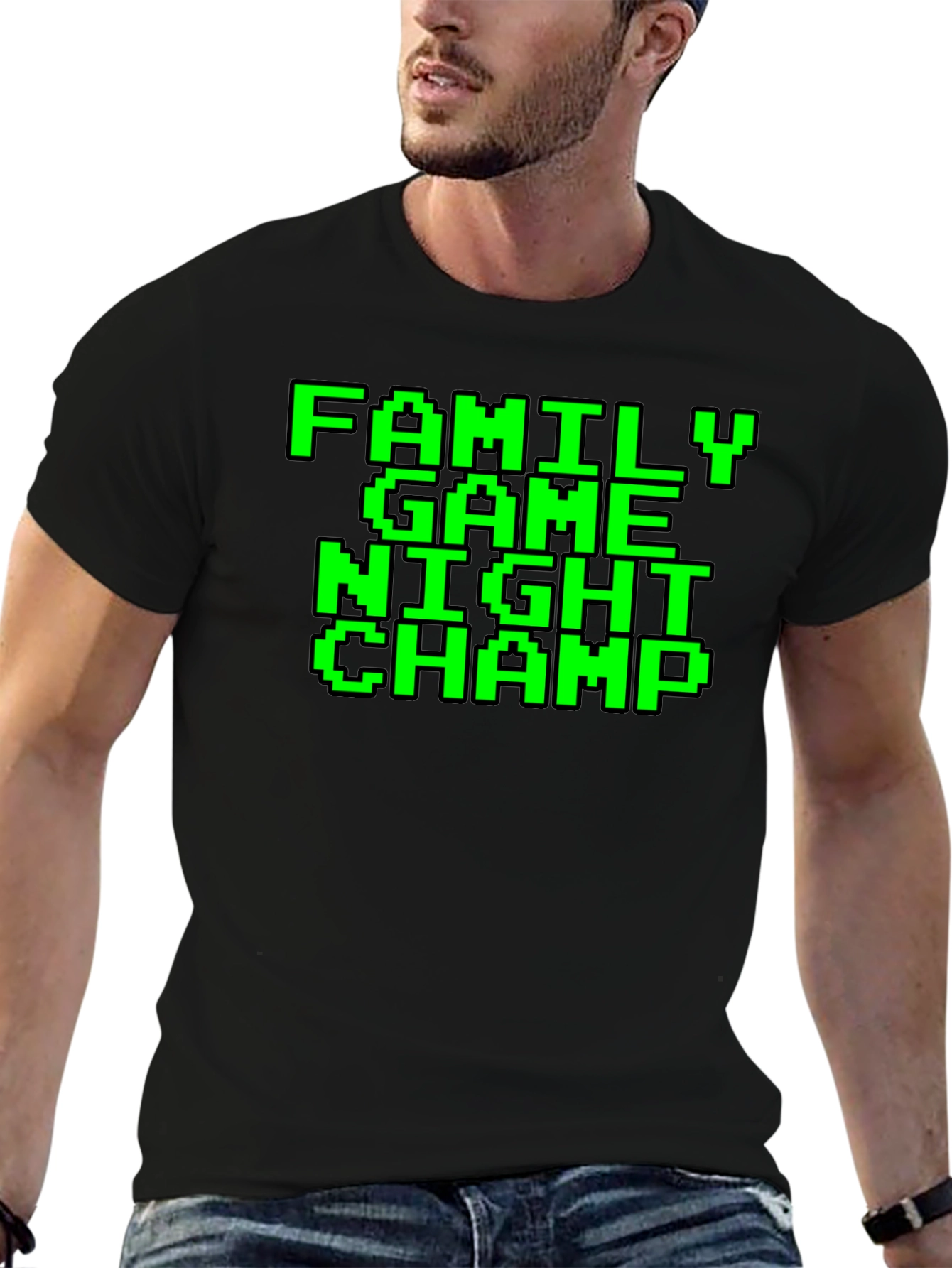 Family Game Night Champ Pixel Tee