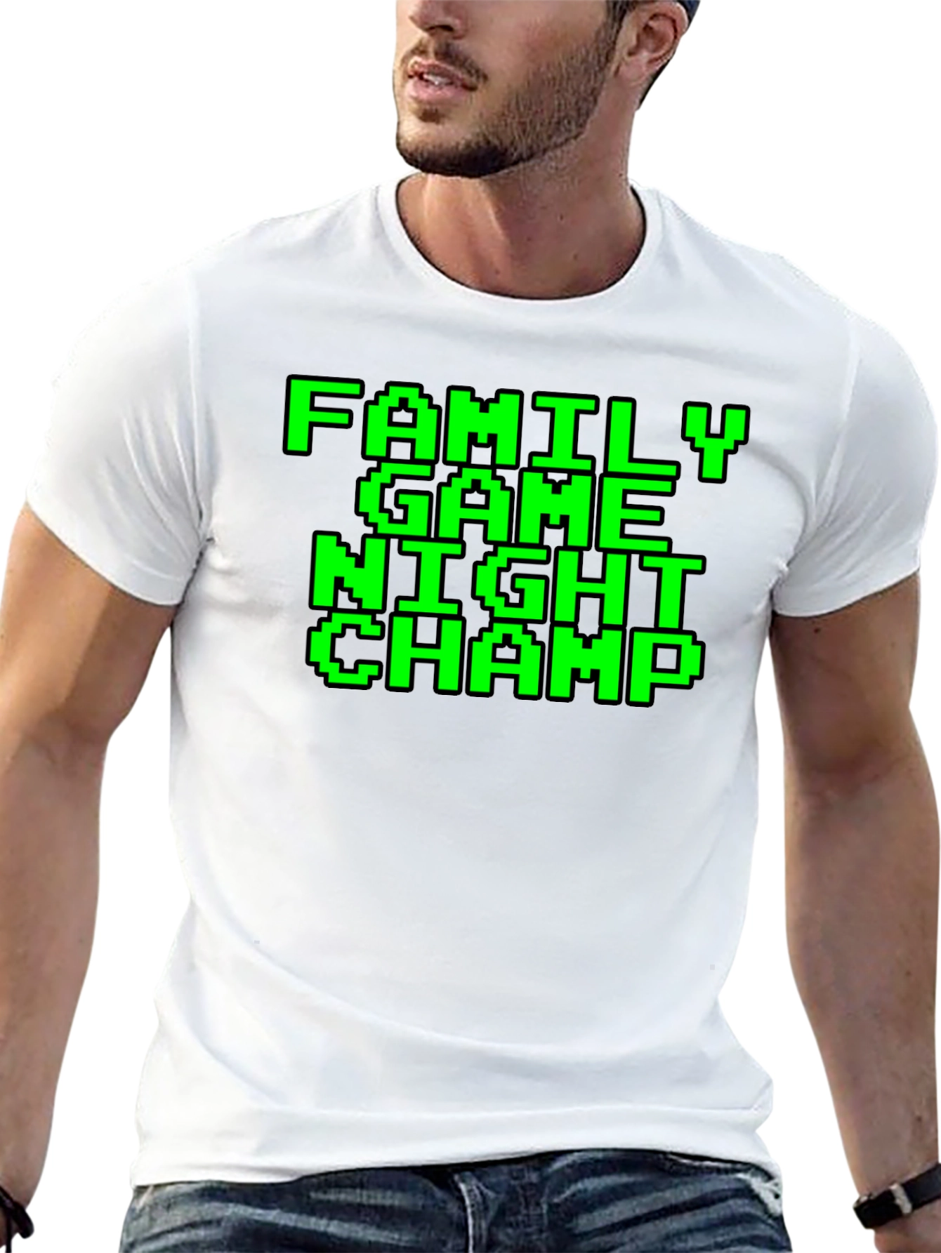 Family Game Night Champ Pixel Tee