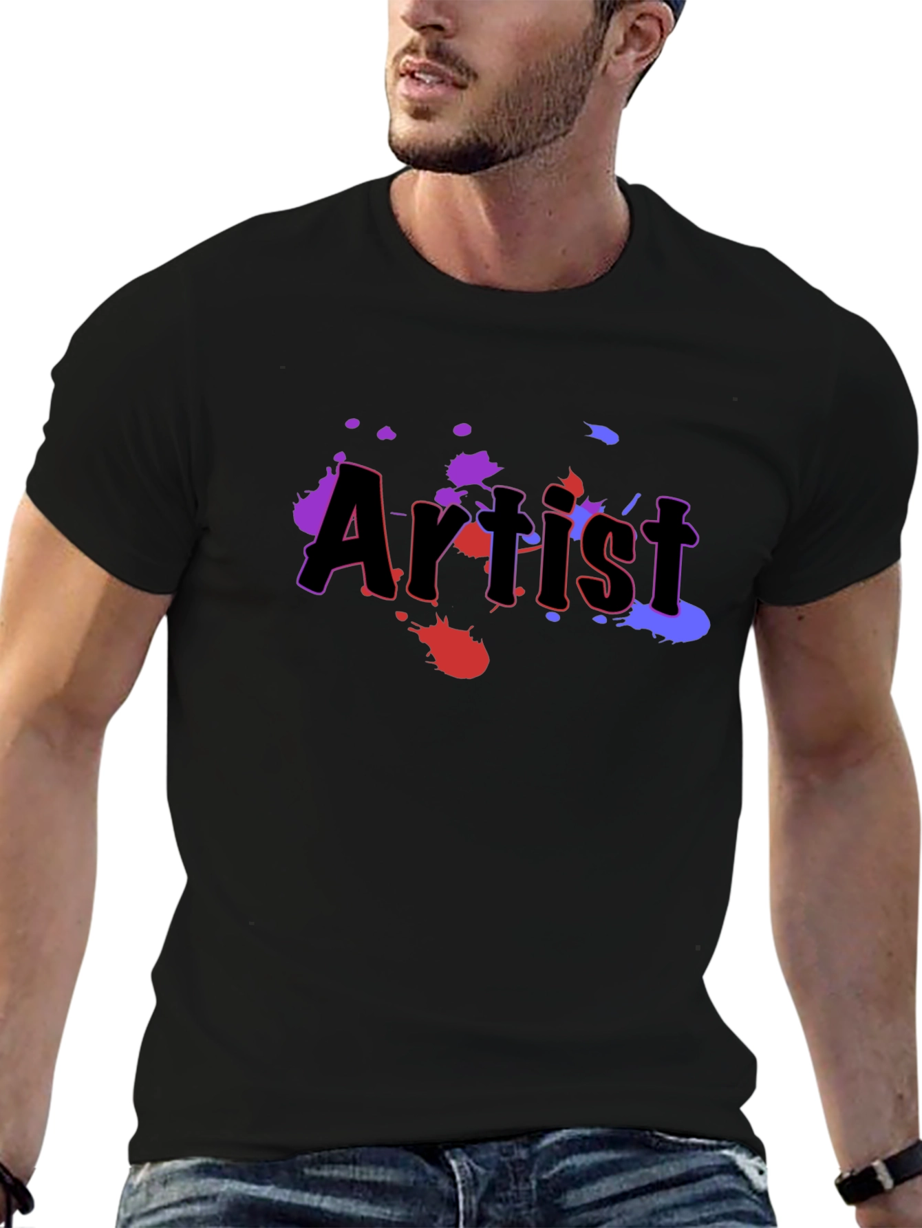 Artist Splatter Print Black T-Shirt