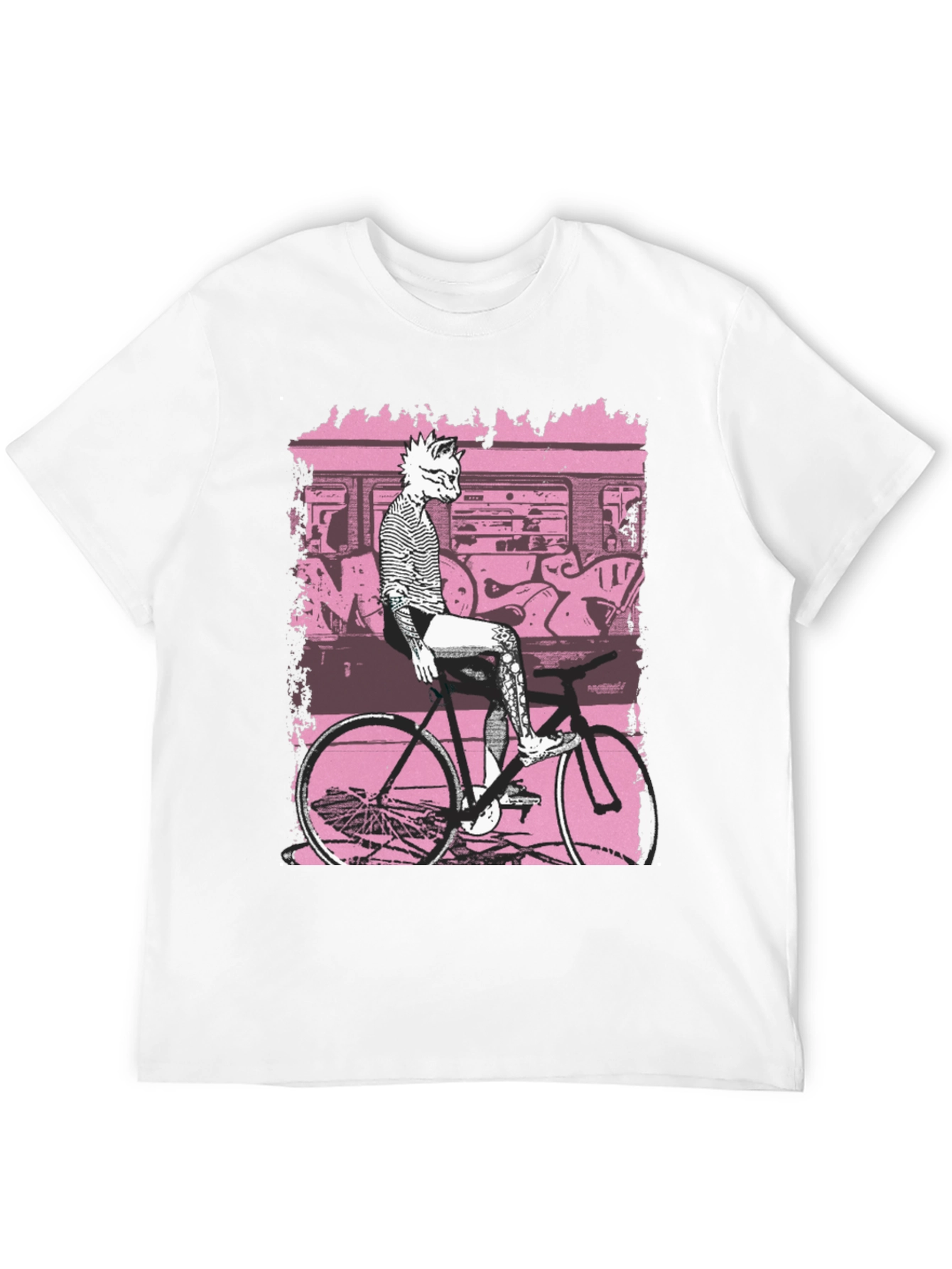 Unique Graphic Tee - Cat on Bike Design