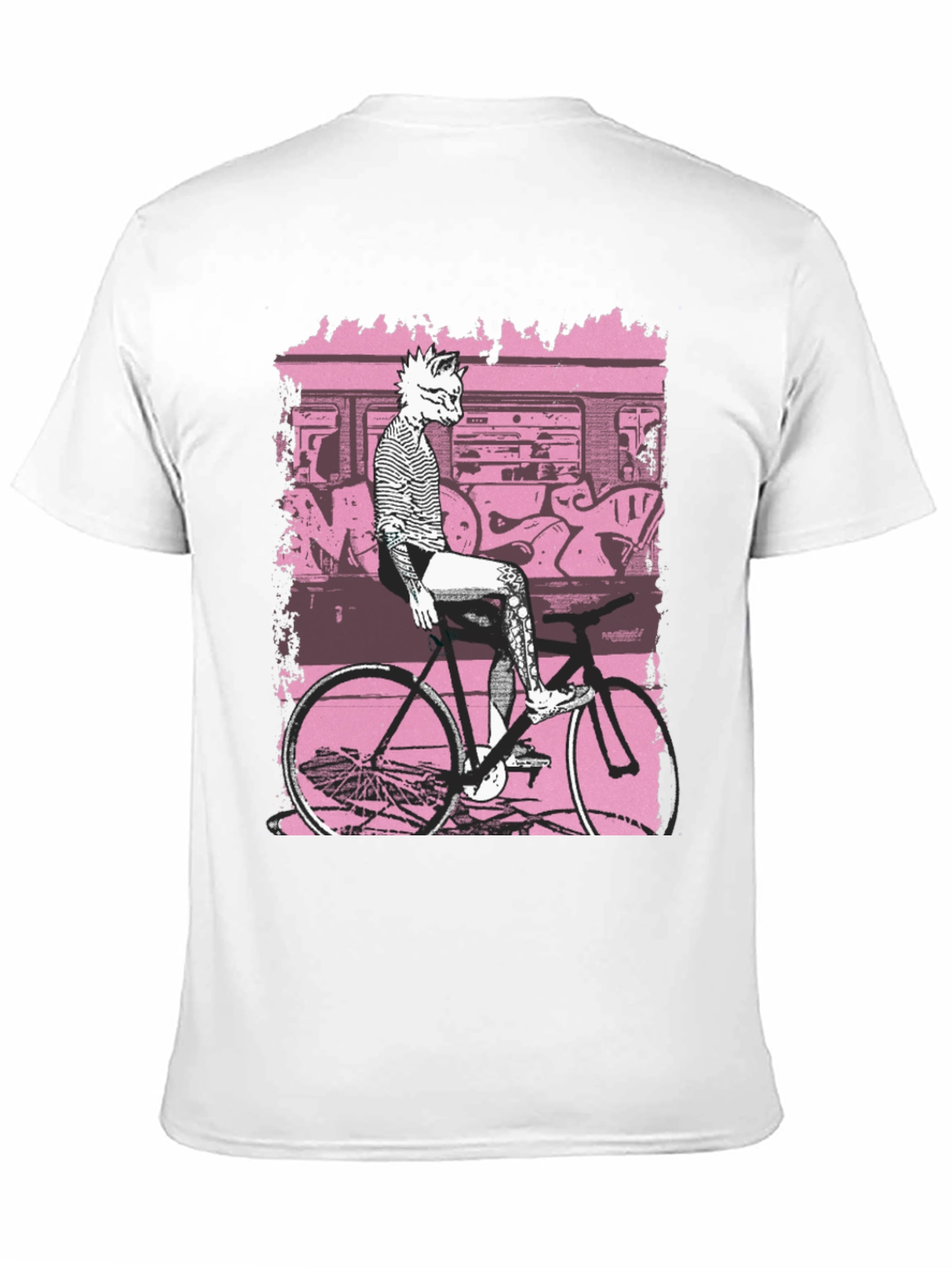 Unique Graphic Tee - Cat on Bike Design