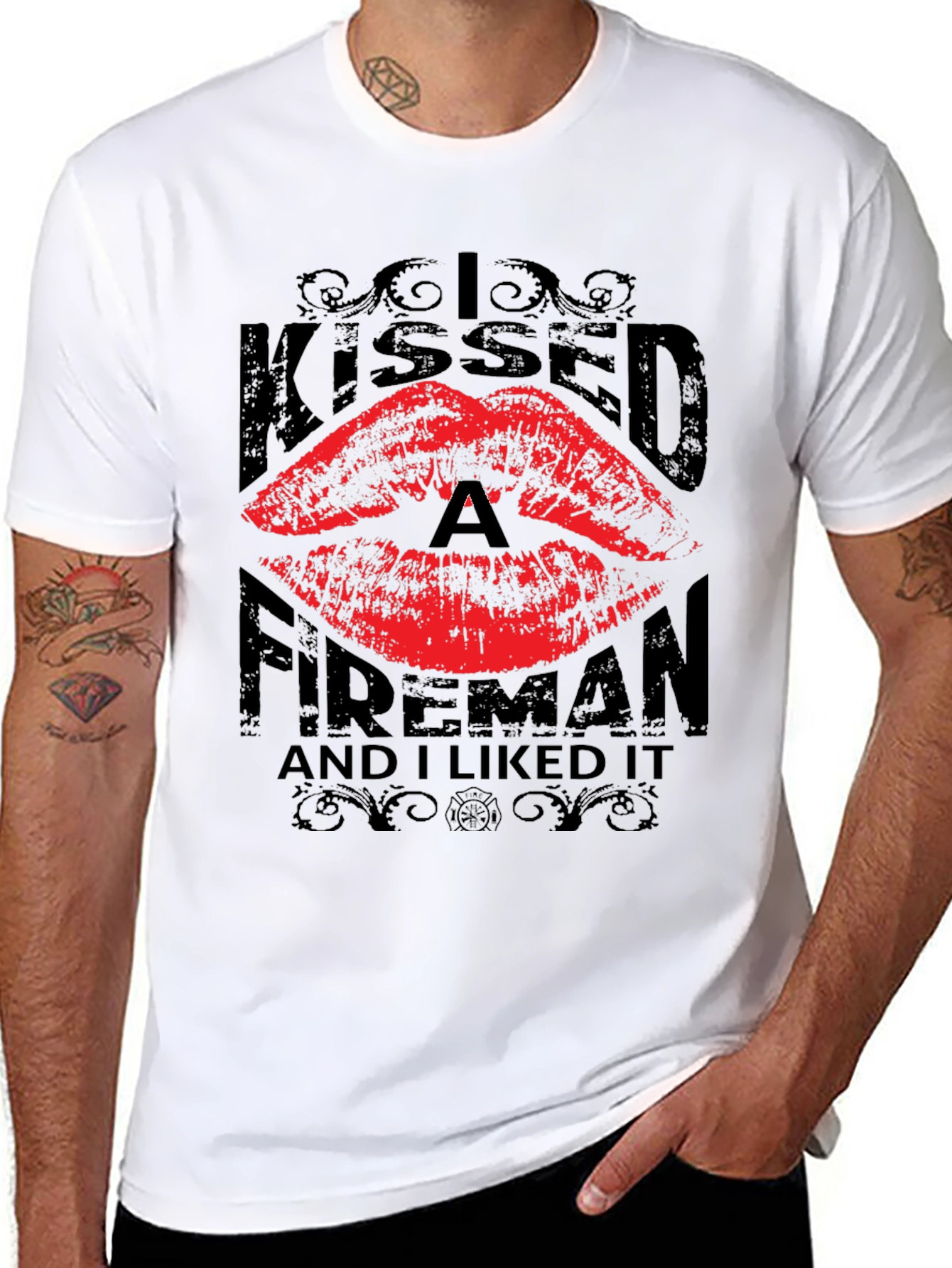 Kissed a Fireman T-Shirt - Novelty Graphic Tee