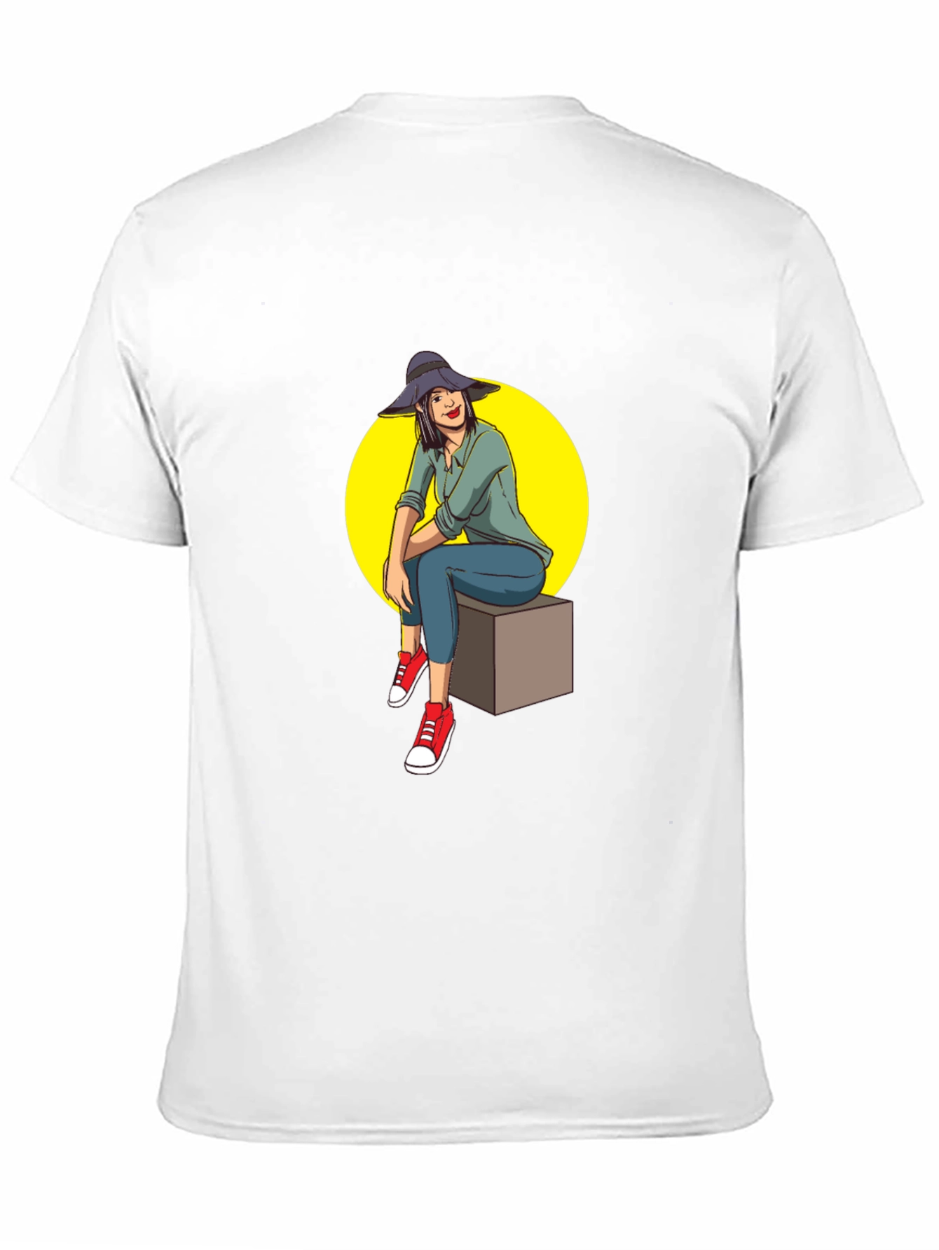 Woman Sitting T-Shirt - Graphic Tee Casual Wear