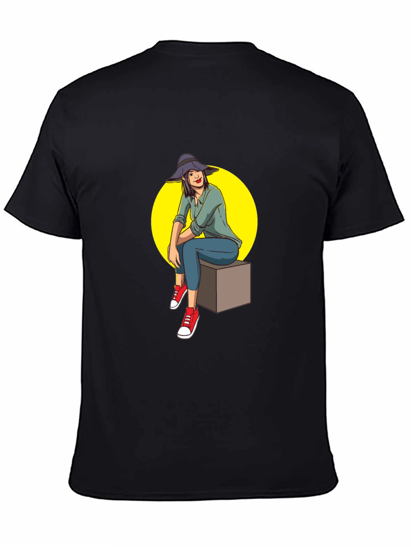 Woman Sitting T-Shirt - Graphic Tee Casual Wear