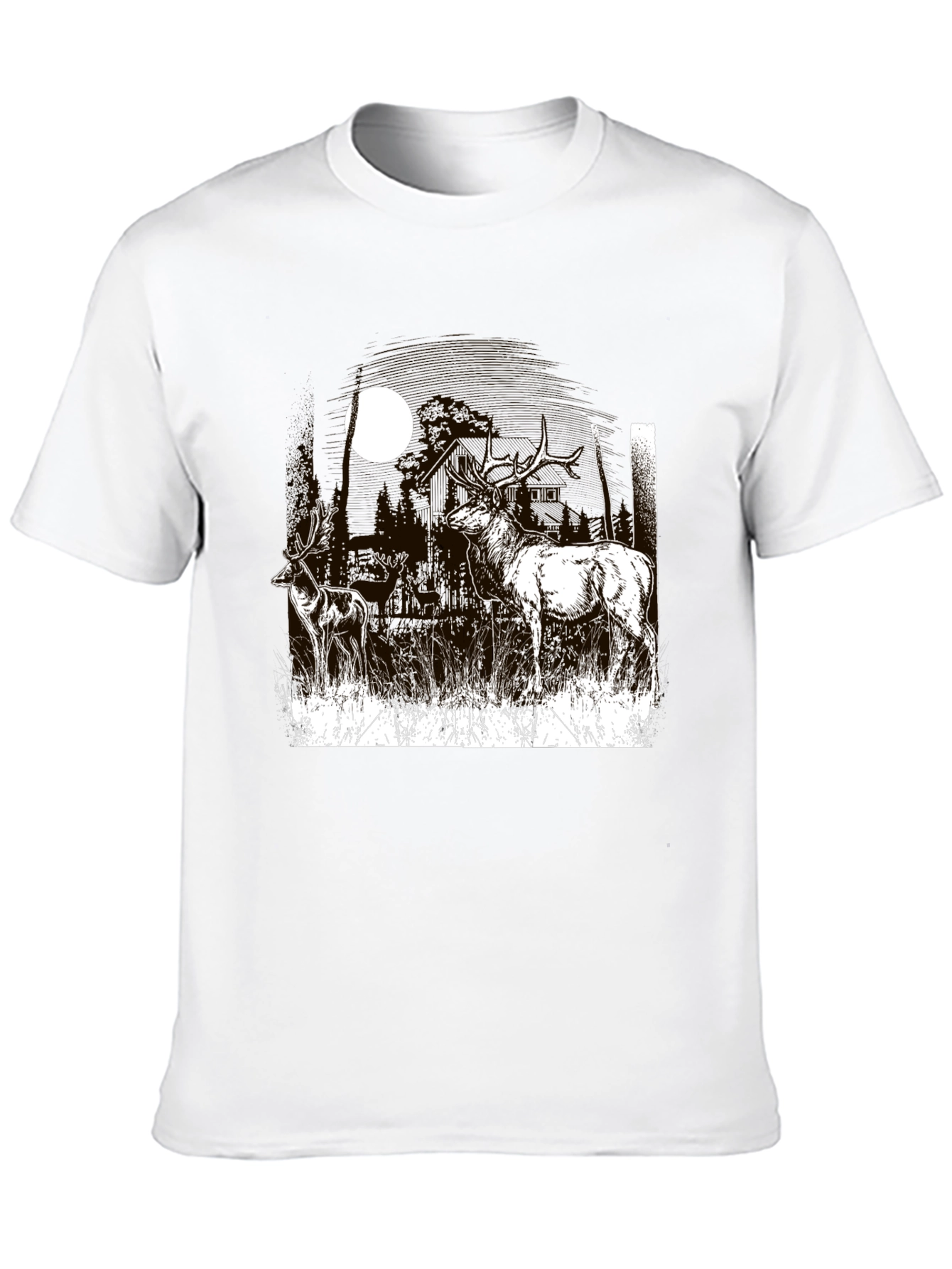 Deer Graphic T-Shirt Black Cotton Tee