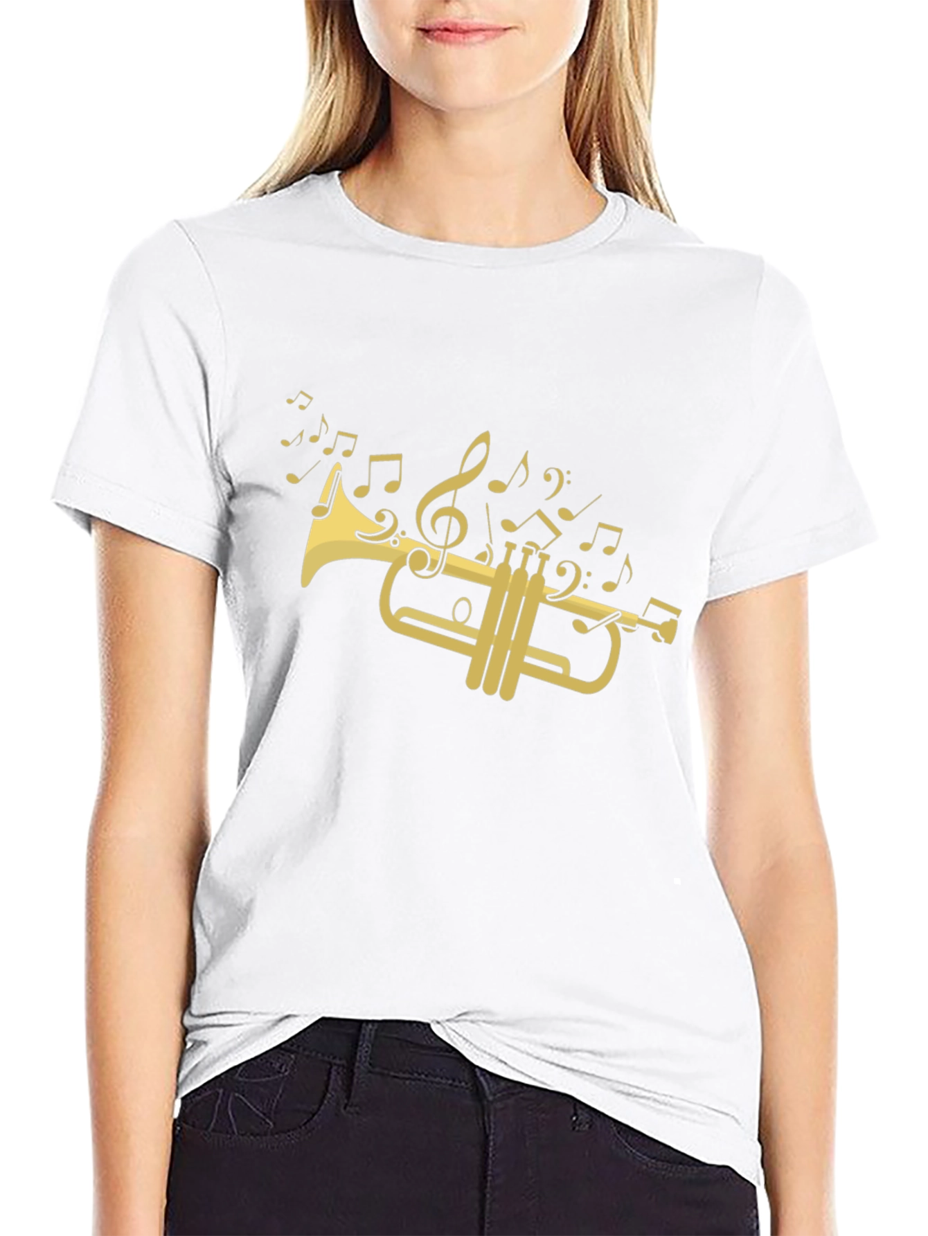 Musical Trumpet Graphic T-Shirt - Black