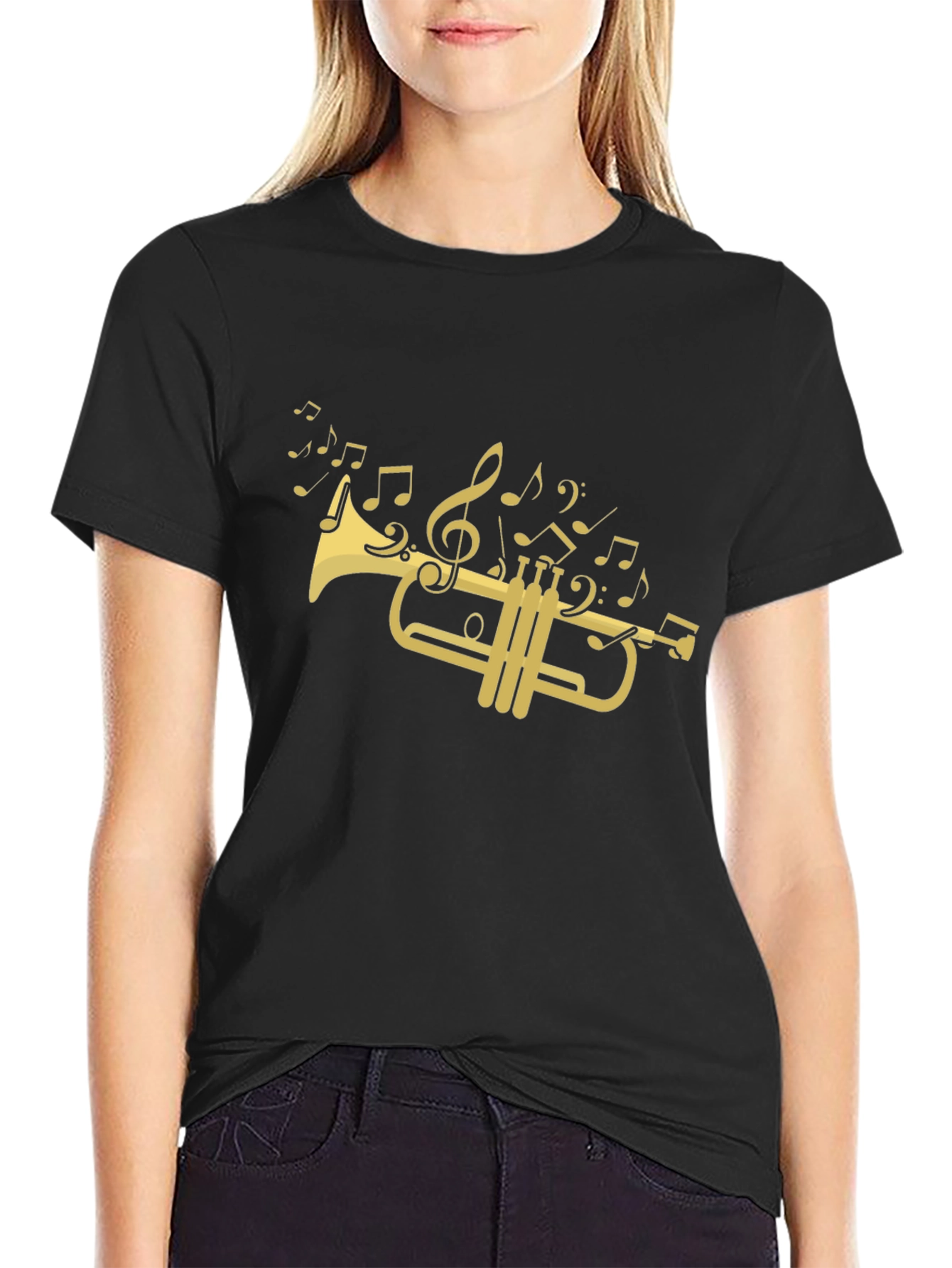 Musical Trumpet Graphic T-Shirt - Black