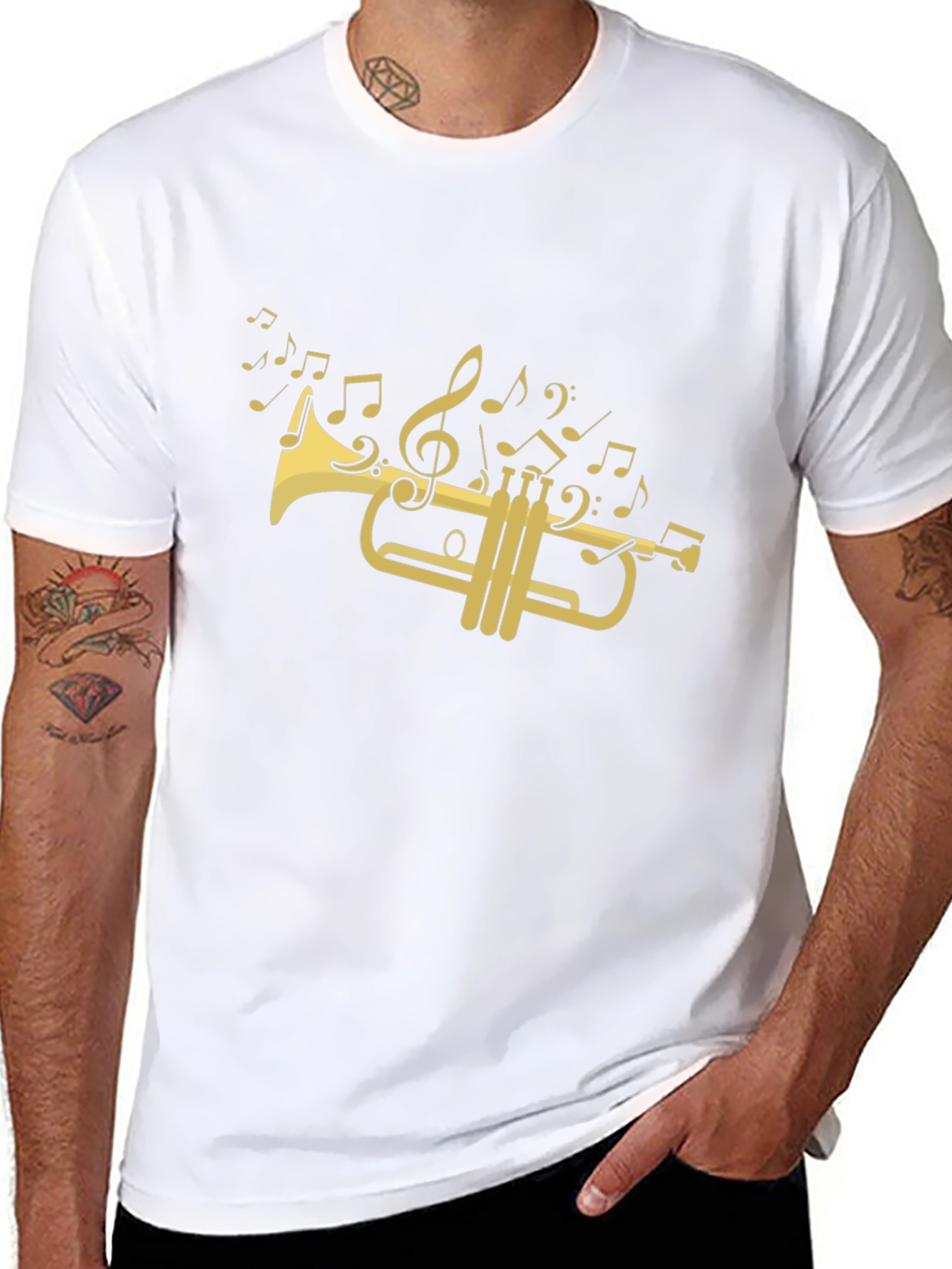 Musical Trumpet Graphic T-Shirt - Black