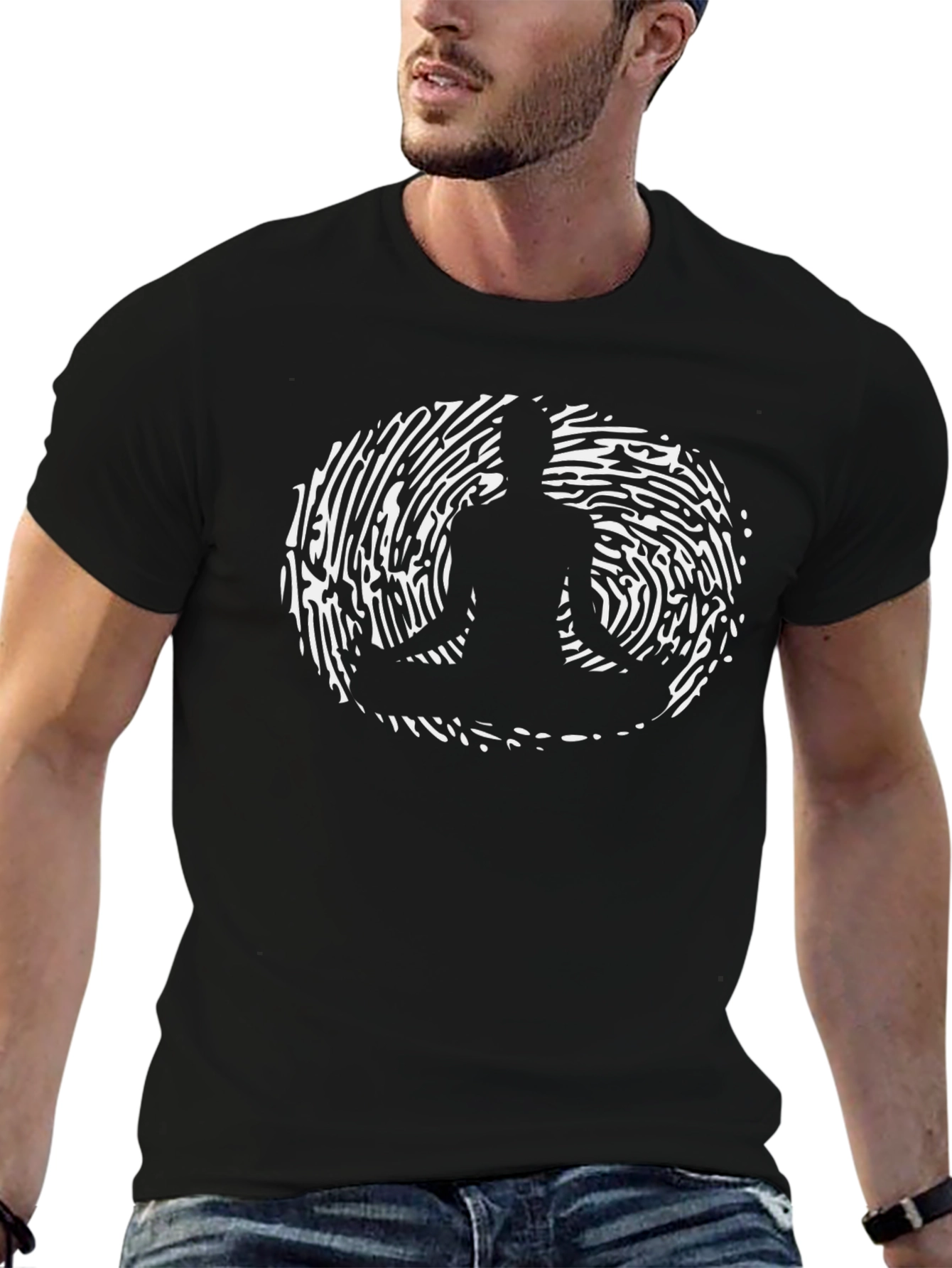 Meditative Fingerprint Graphic Tee - Black
