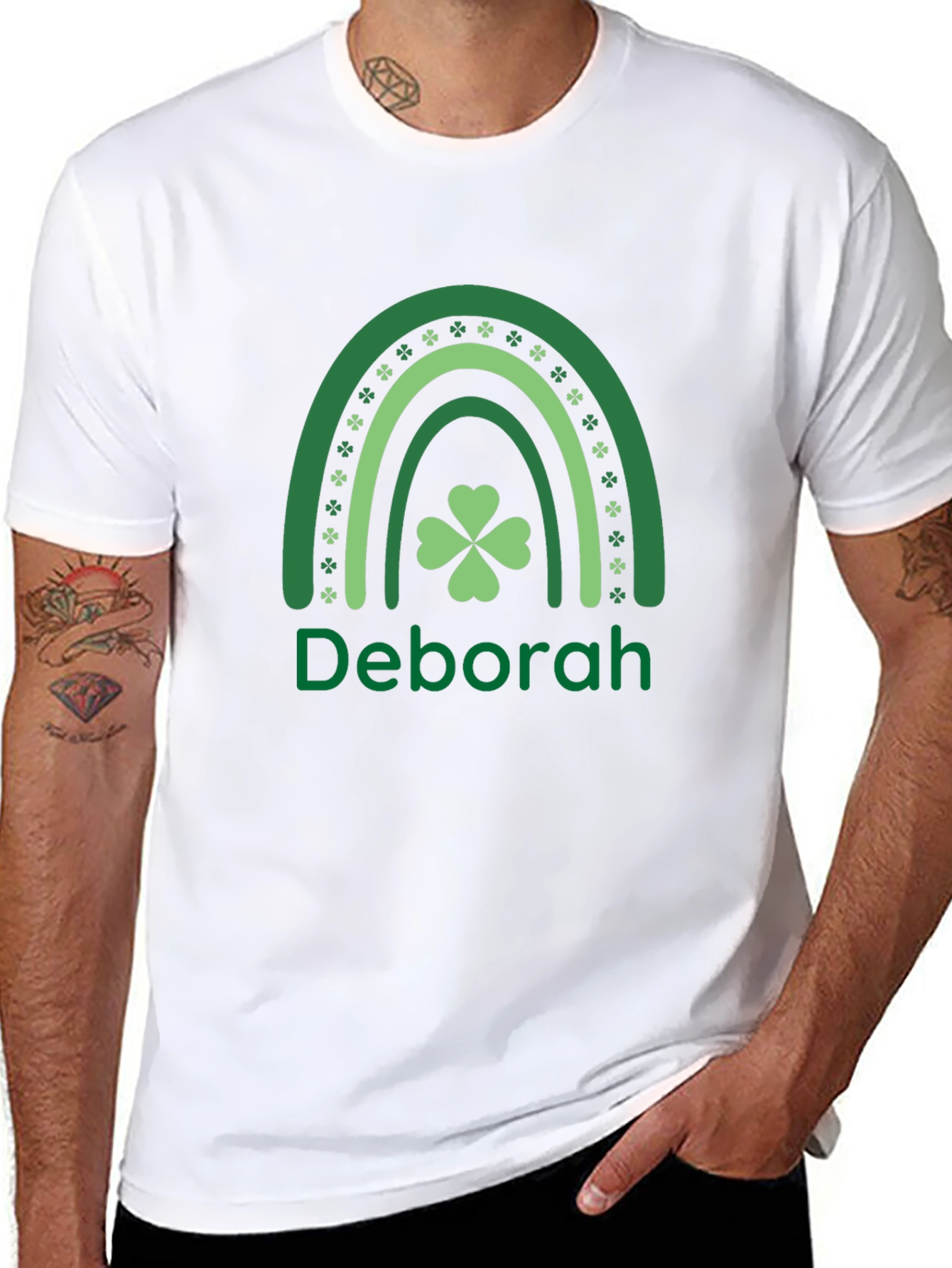 Deborah St. Patricks Day Shamrock Rainbow T-Shirt