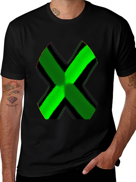 Green X Graphic Black T-Shirt