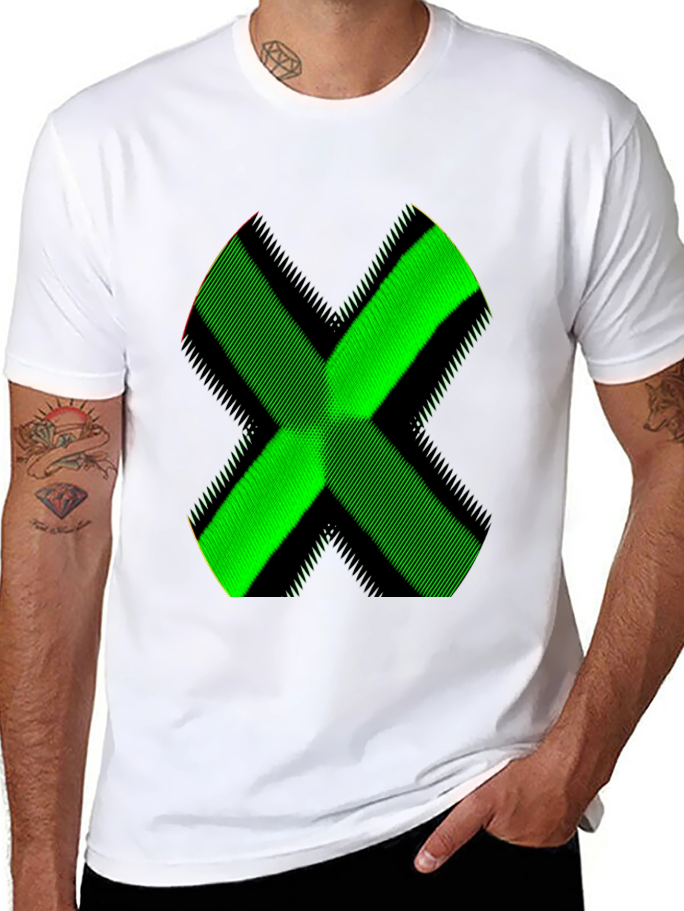 Green X Graphic Black T-Shirt