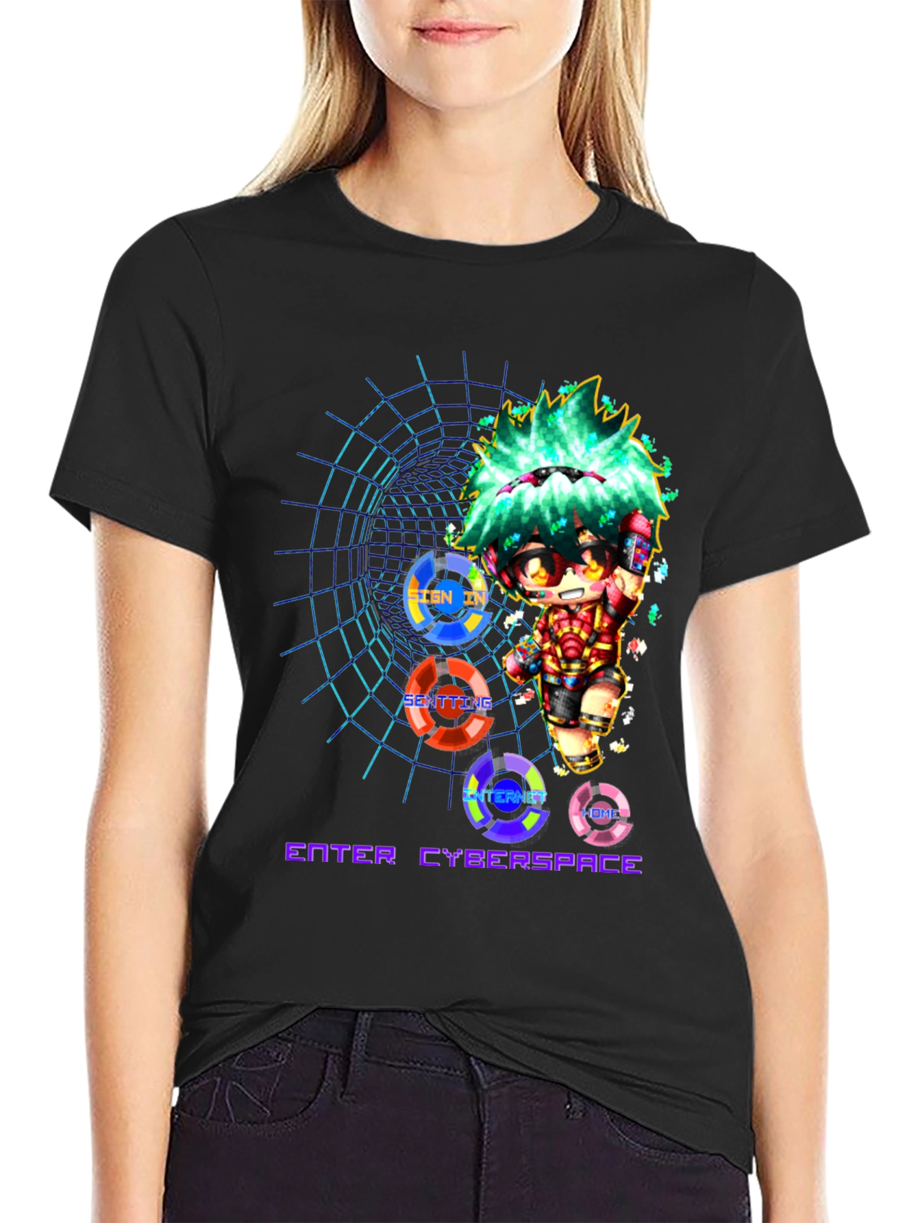 Enter Cyberspace Graphic Tee - Black