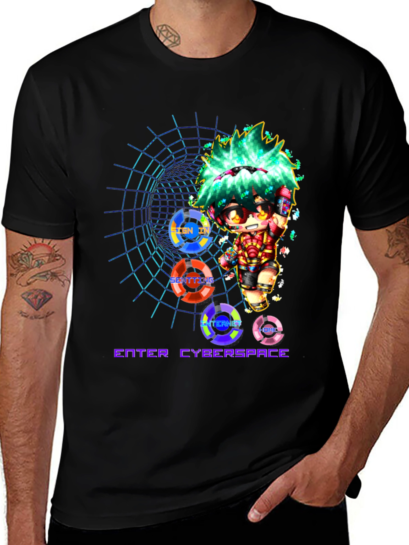 Enter Cyberspace Graphic Tee - Black