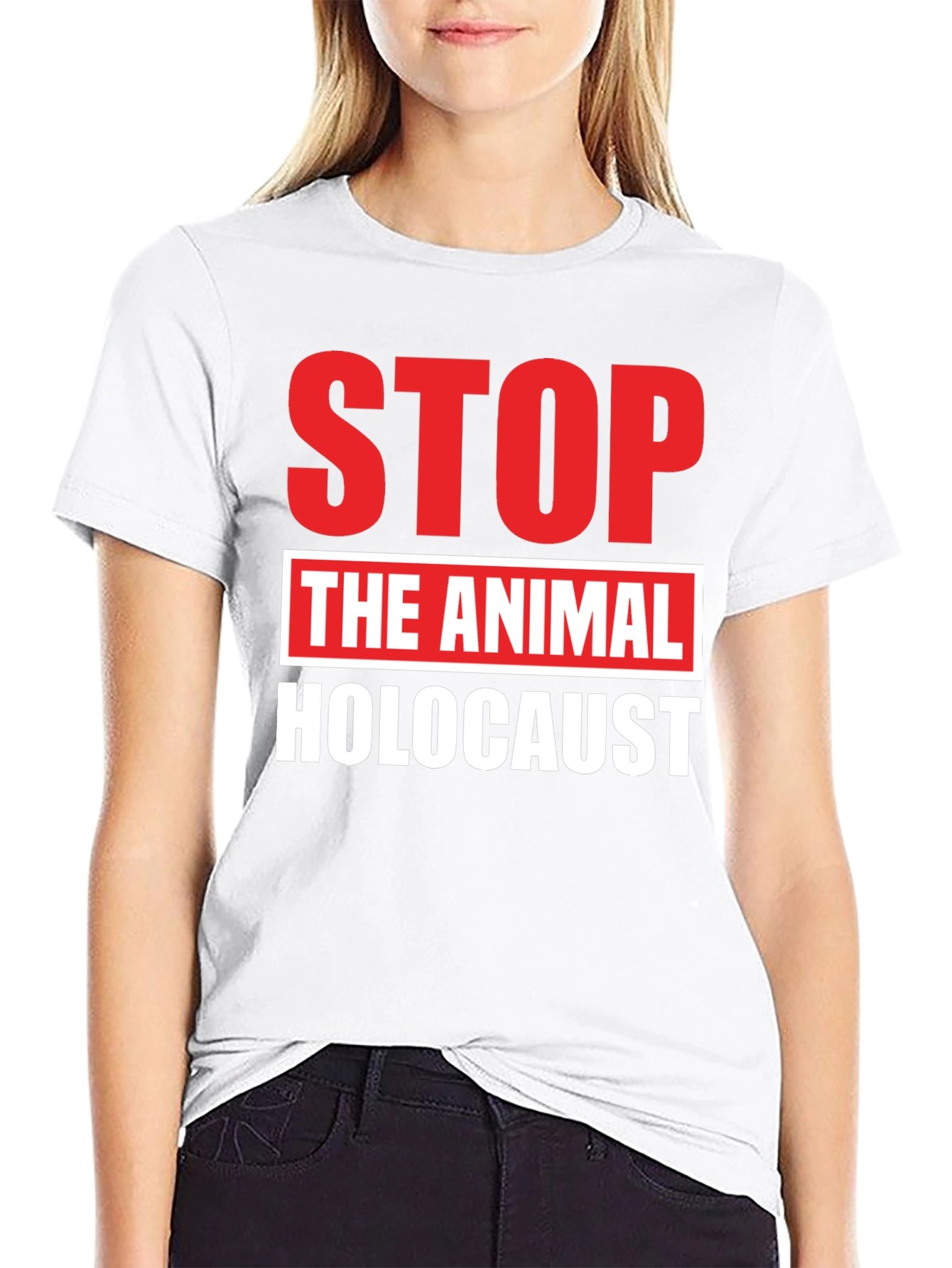 Stop Animal Holocaust Graphic Tee - Black