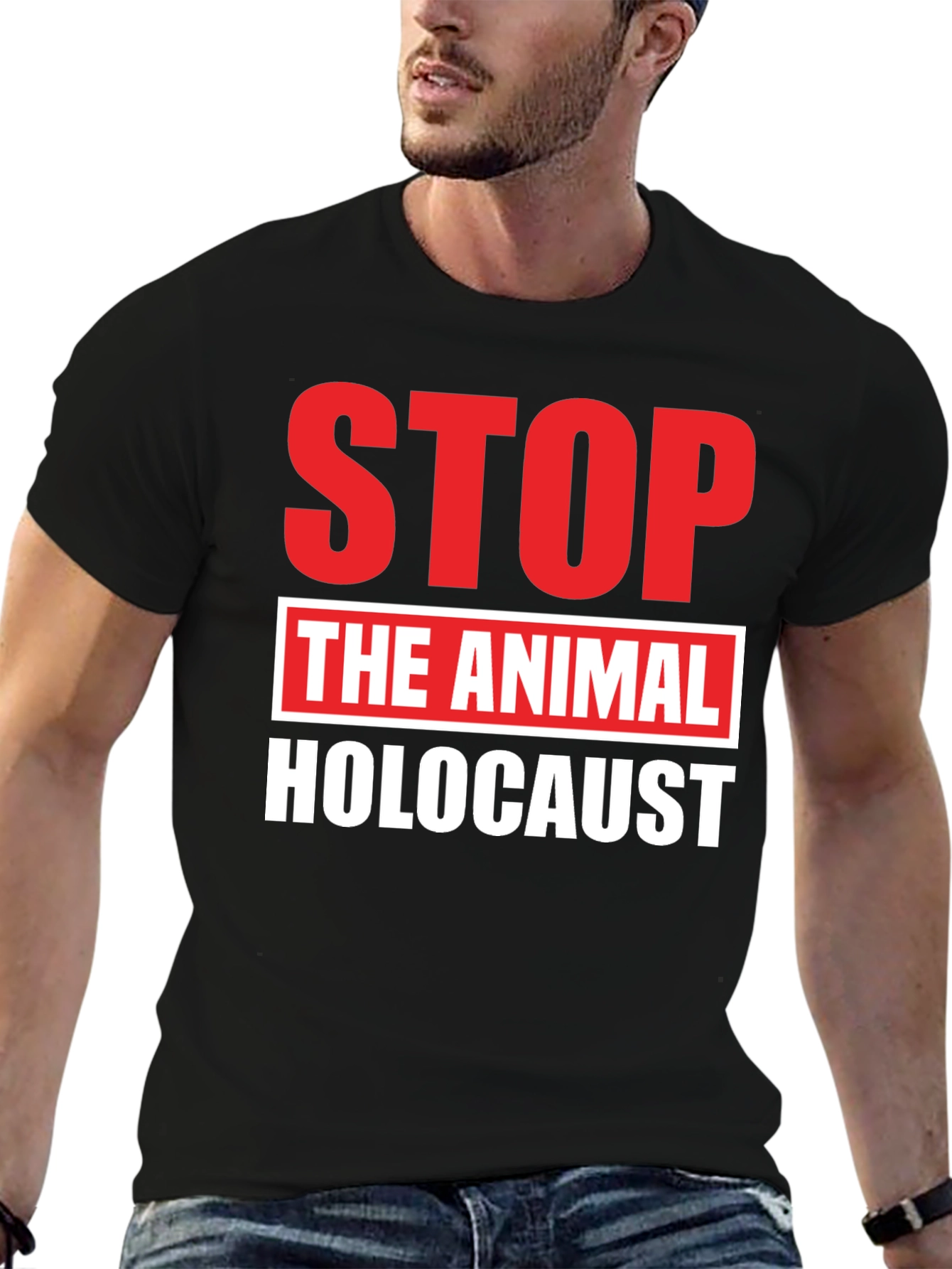 Stop Animal Holocaust Graphic Tee - Black