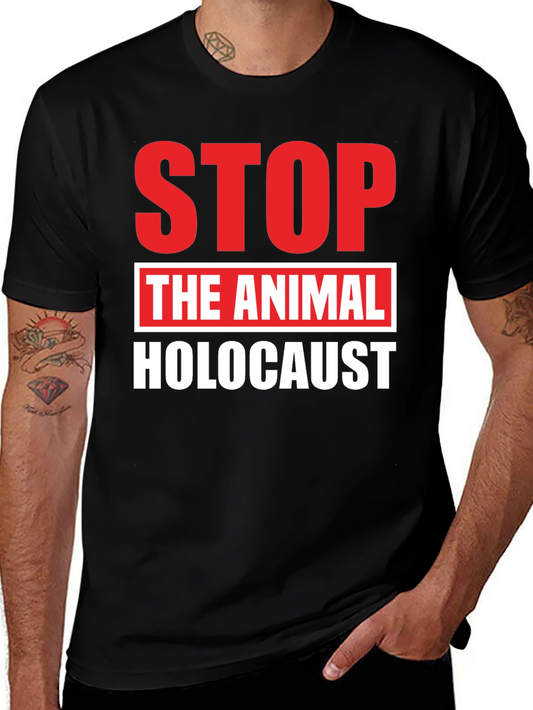 Stop Animal Holocaust Graphic Tee - Black
