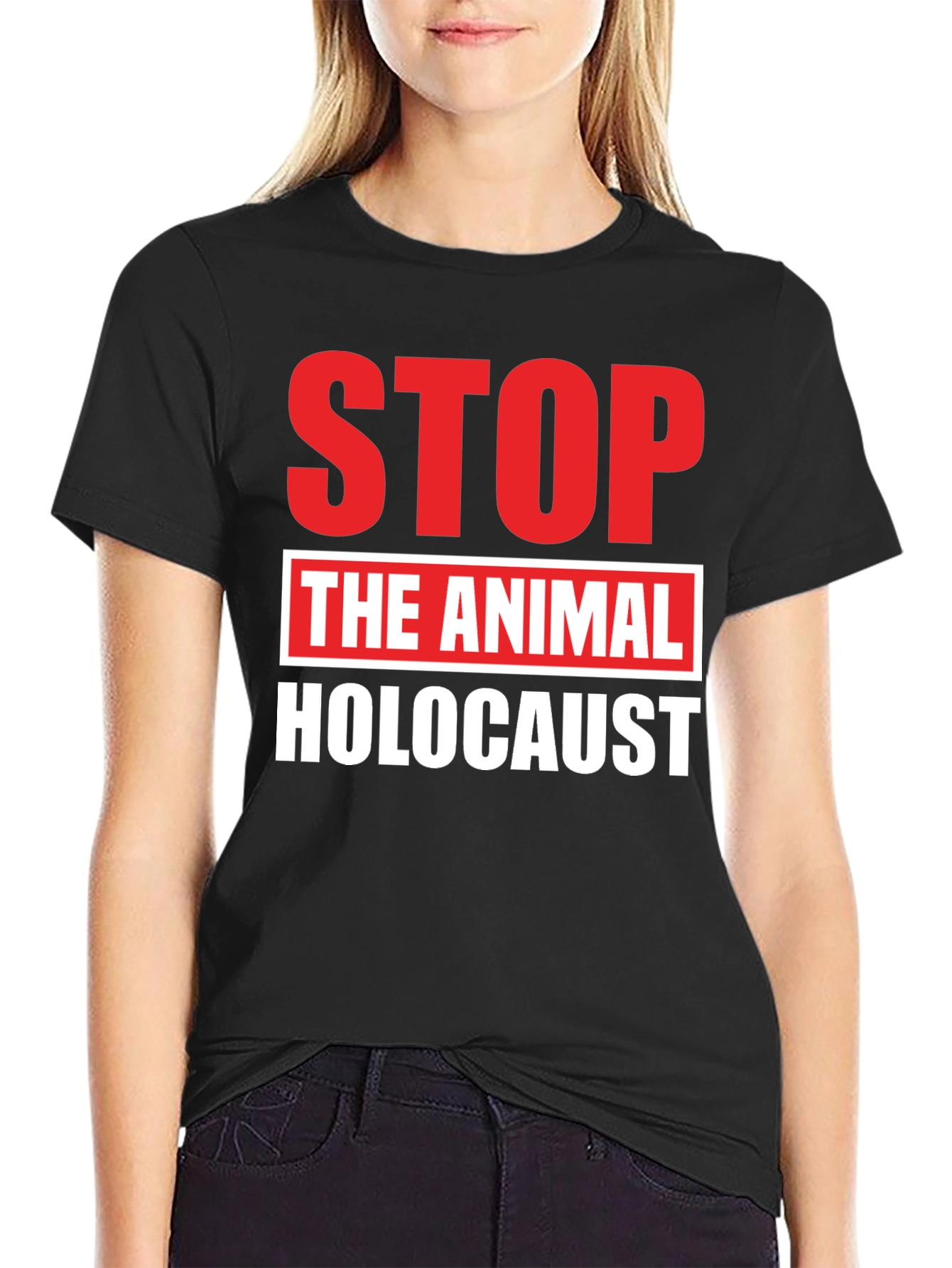 Stop Animal Holocaust Graphic Tee - Black