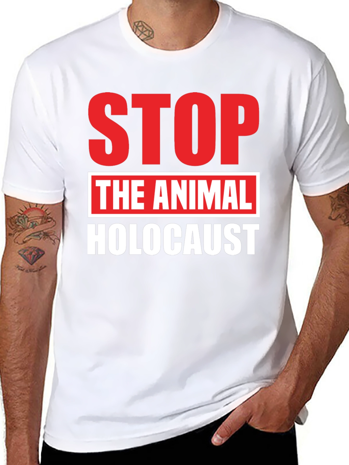 Stop Animal Holocaust Graphic Tee - Black