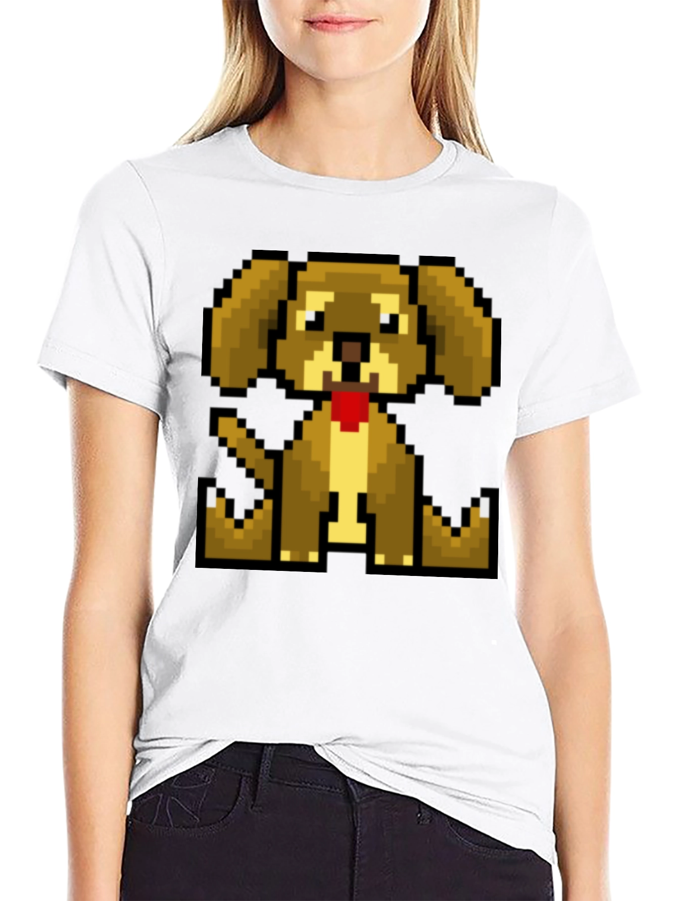 Pixelated Dog T-Shirt - Retro Gaming Style