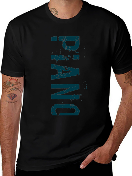 Piano Graphic Print Black T-Shirt