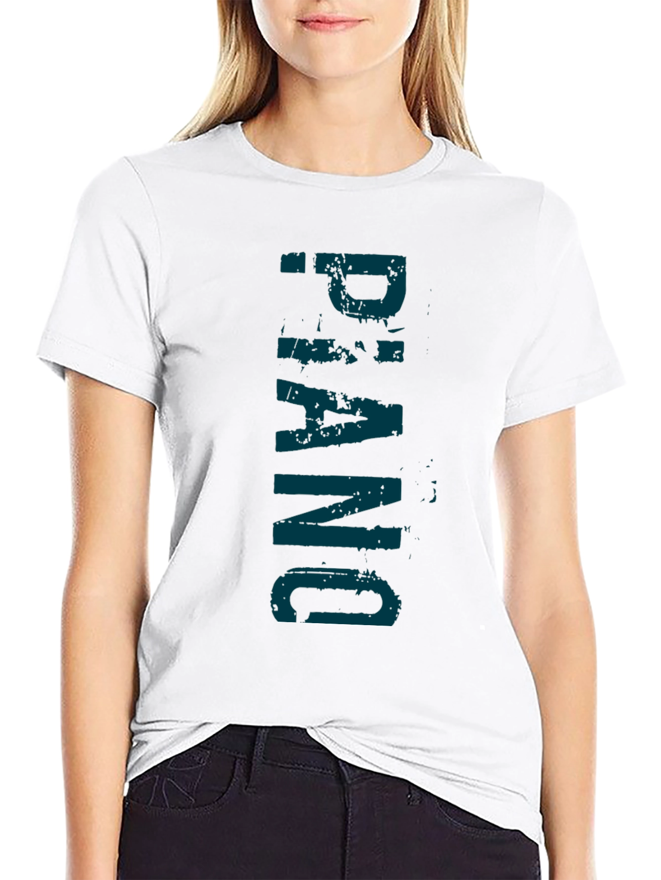 Piano Graphic Print Black T-Shirt