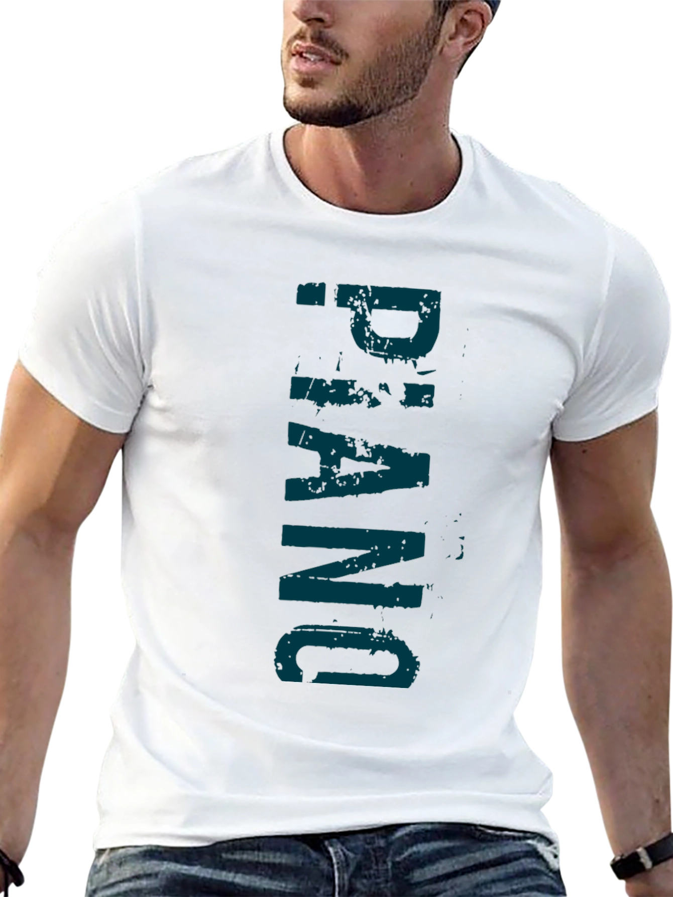 Piano Graphic Print Black T-Shirt