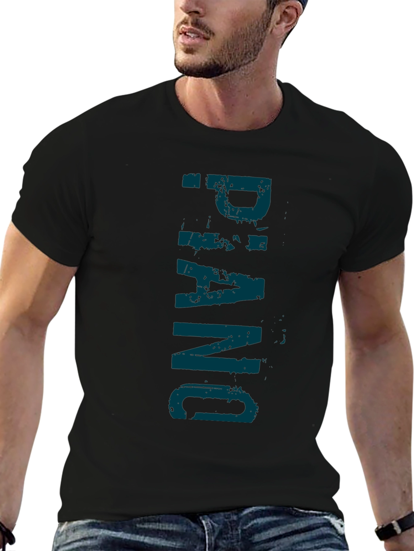 Piano Graphic Print Black T-Shirt