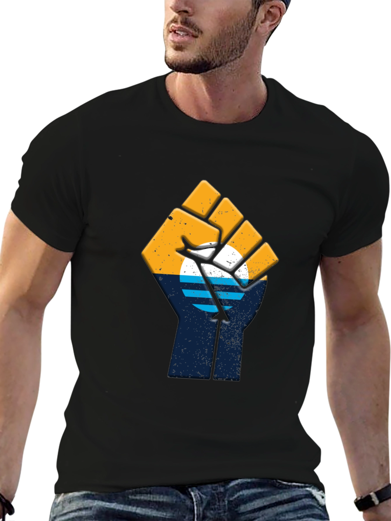 Sunset Fist Graphic Tee - Black