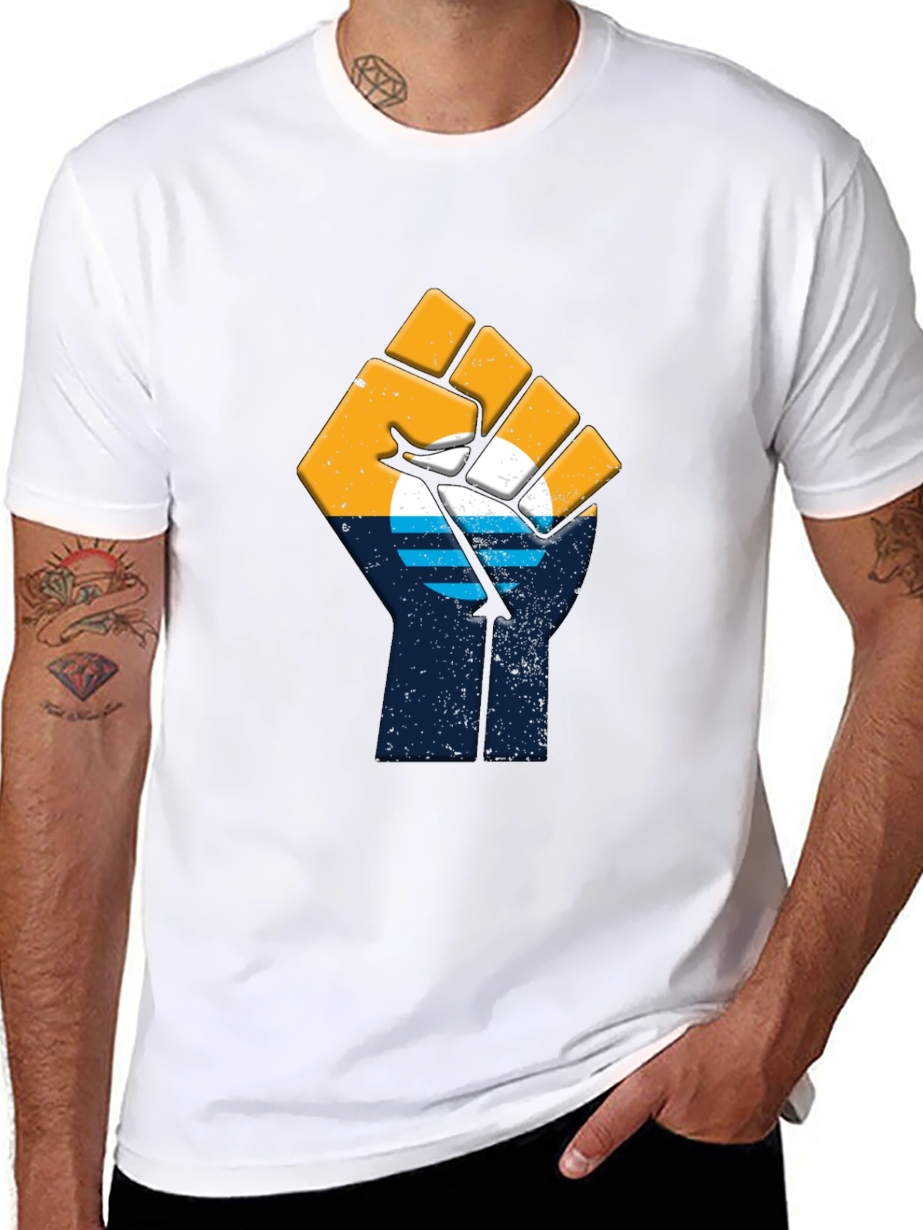 Sunset Fist Graphic Tee - Black