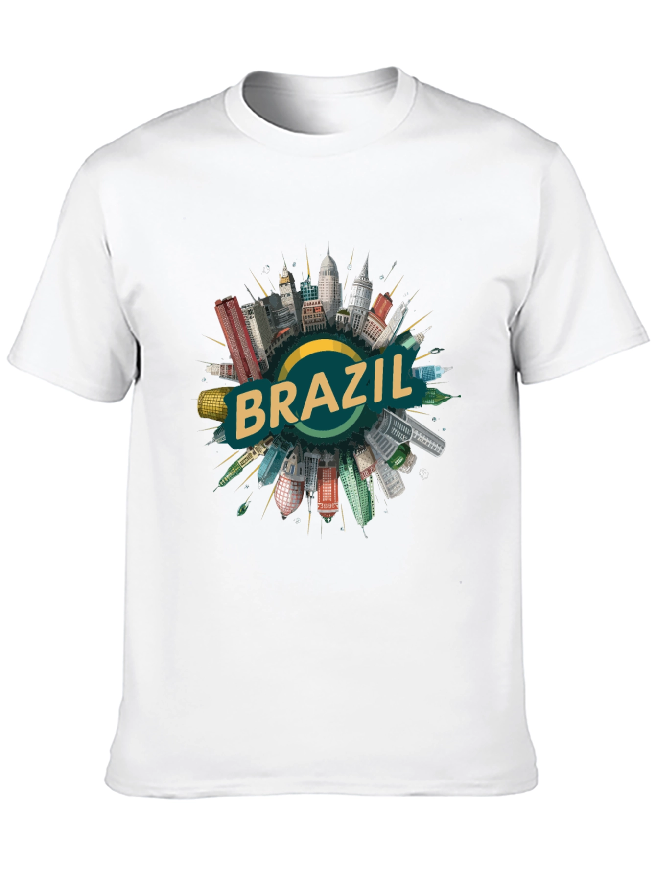 Brazil Cityscape Graphic Tee - Black Cotton T-Shirt