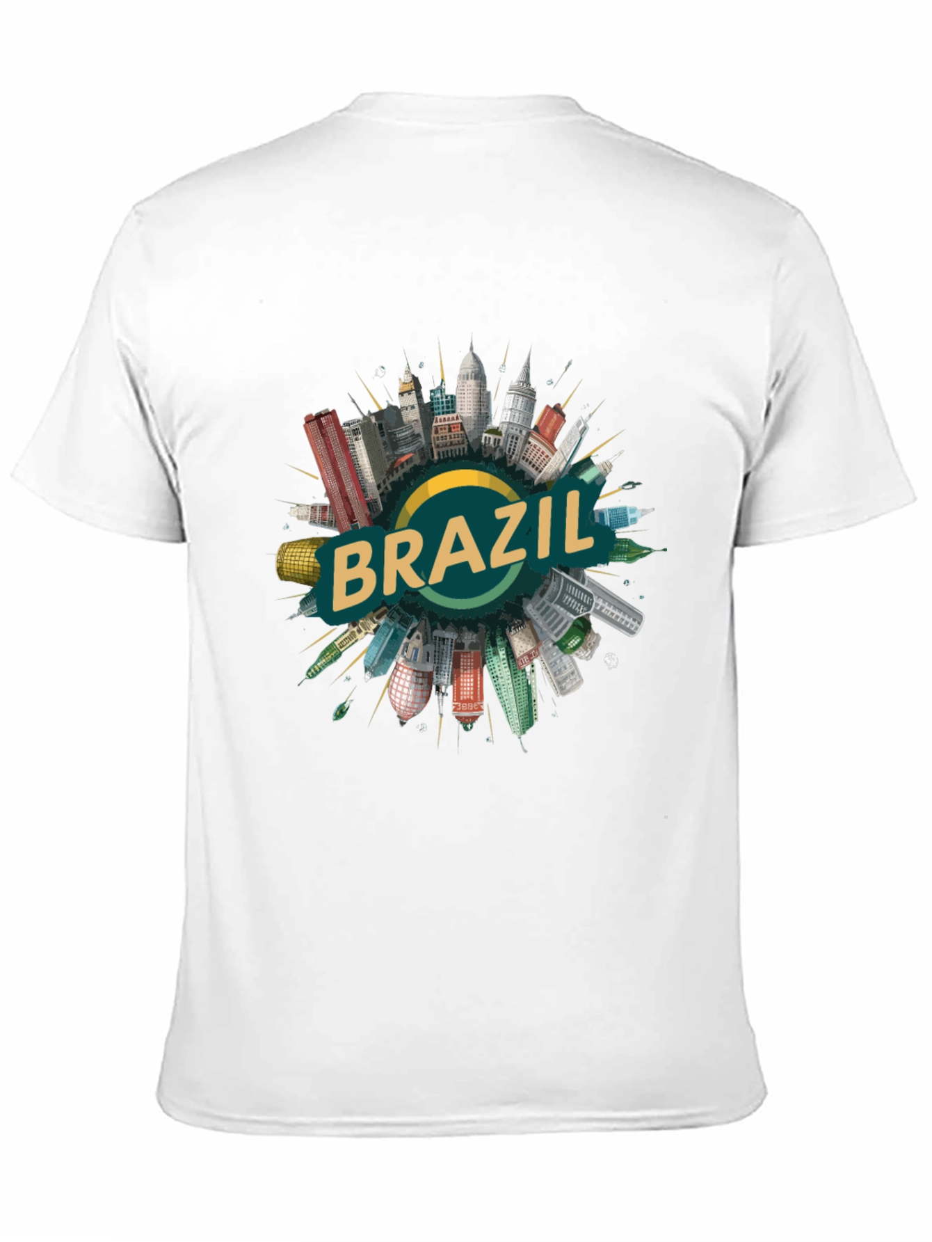 Brazil Cityscape Graphic Tee - Black Cotton T-Shirt