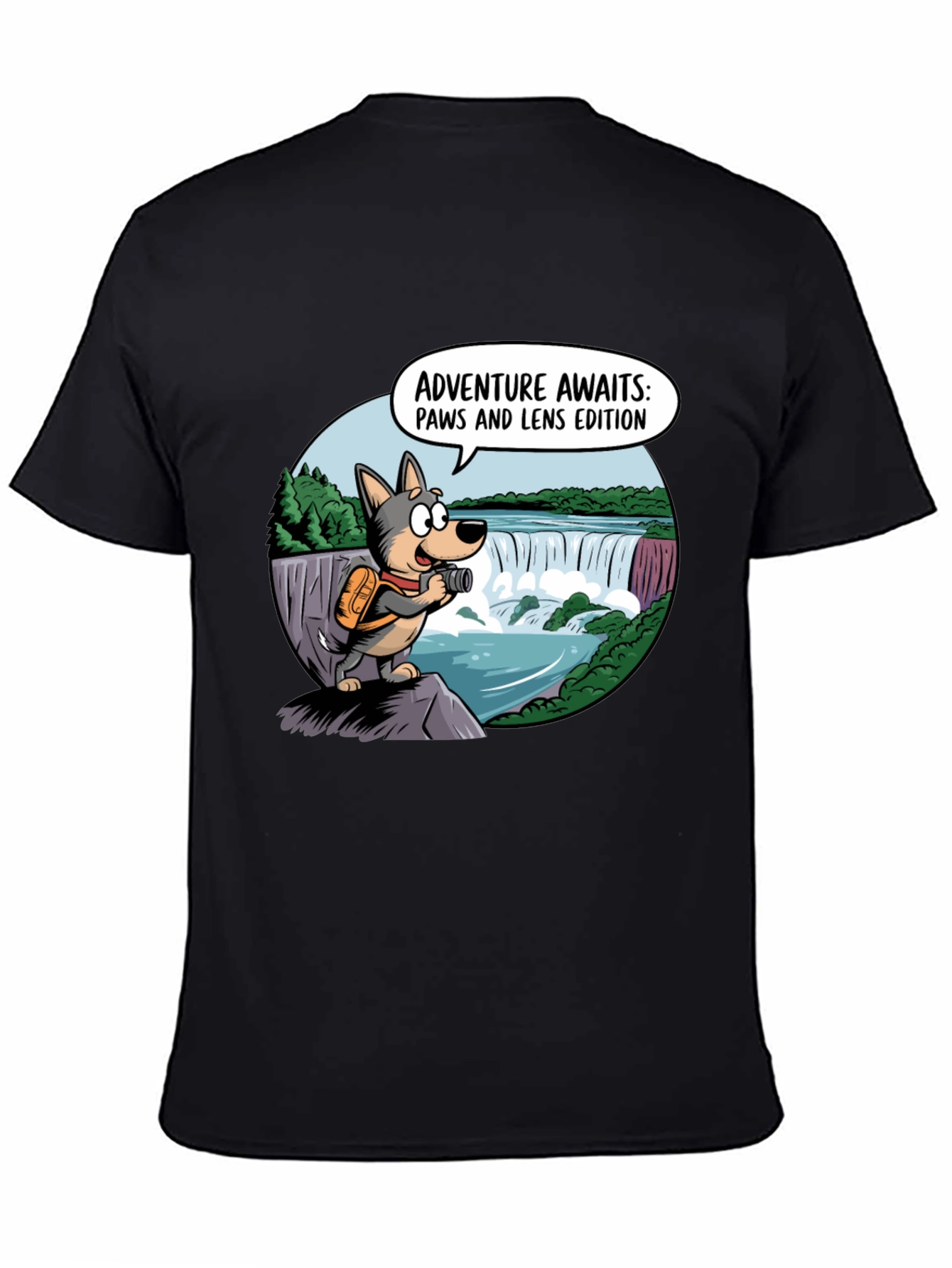 Adventure Awaits Dog T-Shirt Paws & Lens Edition