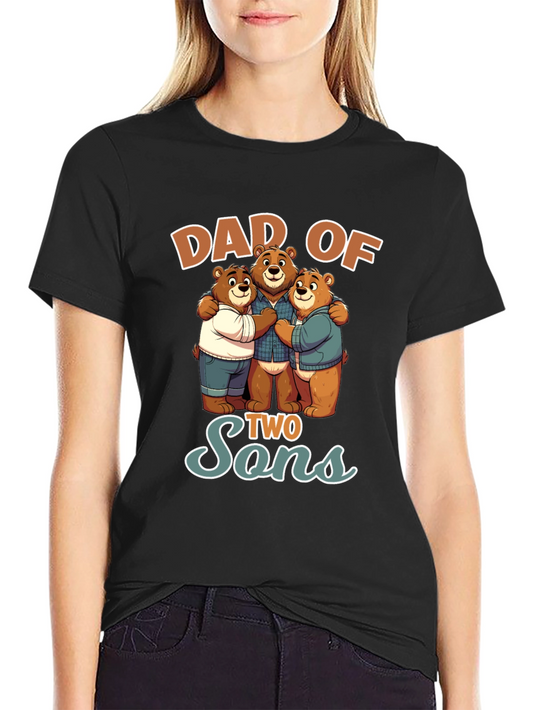 Dad of Two Sons Bear Graphic T-Shirt