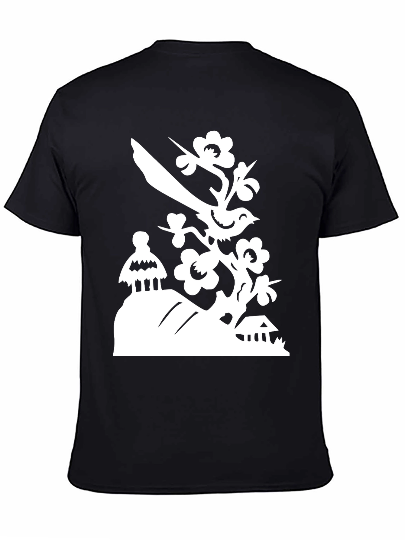 Bird on Branch T-Shirt - Black