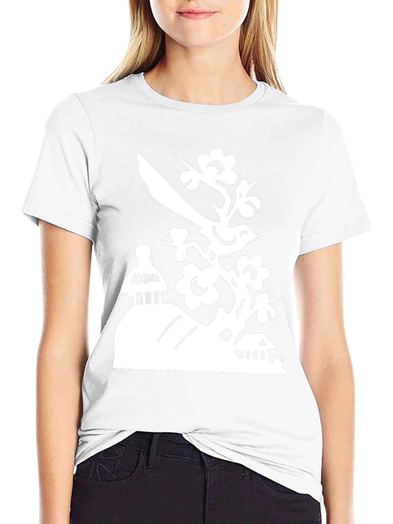 Bird on Branch T-Shirt - Black