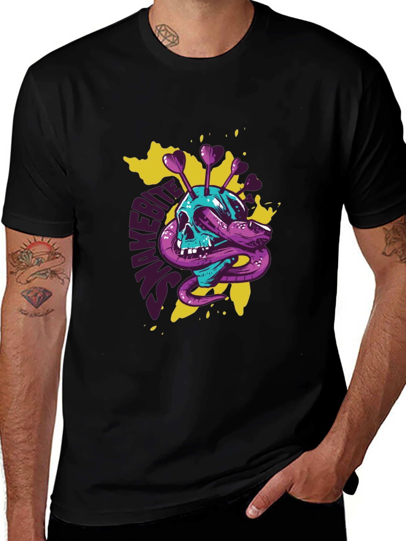 Snakebite Skull Graphic T-Shirt