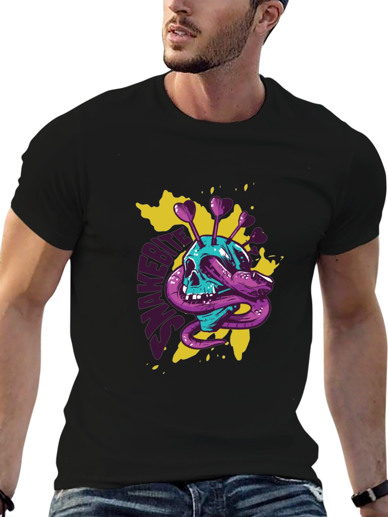 Snakebite Skull Graphic T-Shirt