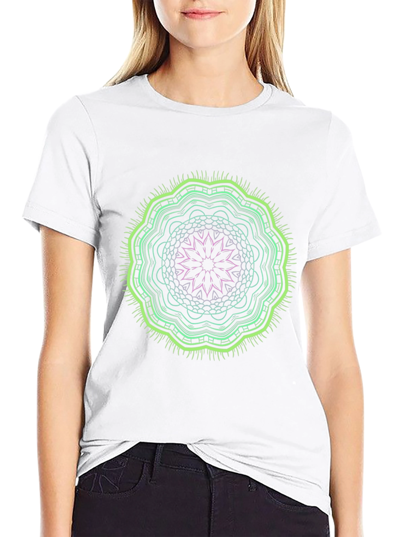 Abstract Mandala Graphic Tee - Black