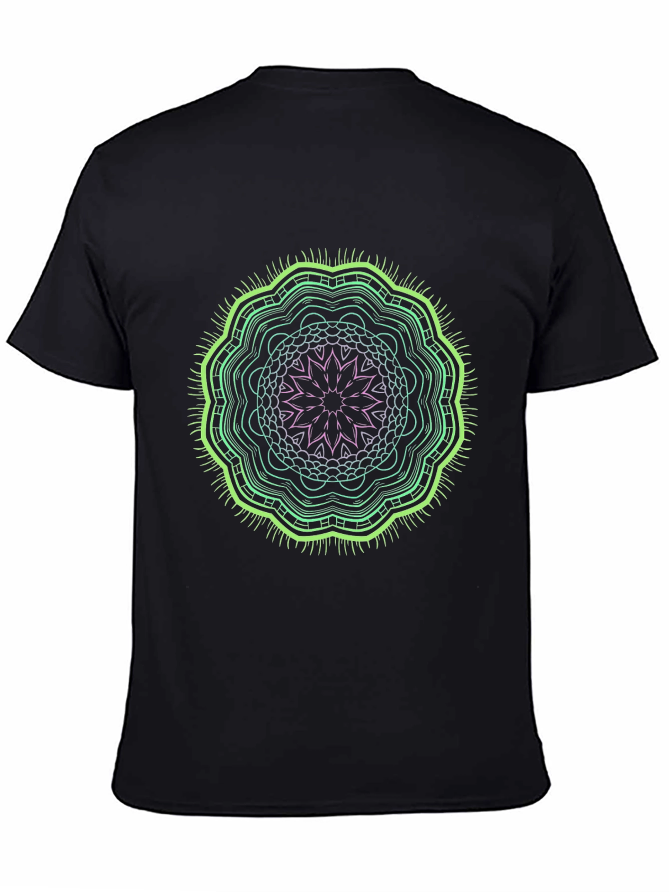 Abstract Mandala Graphic Tee - Black