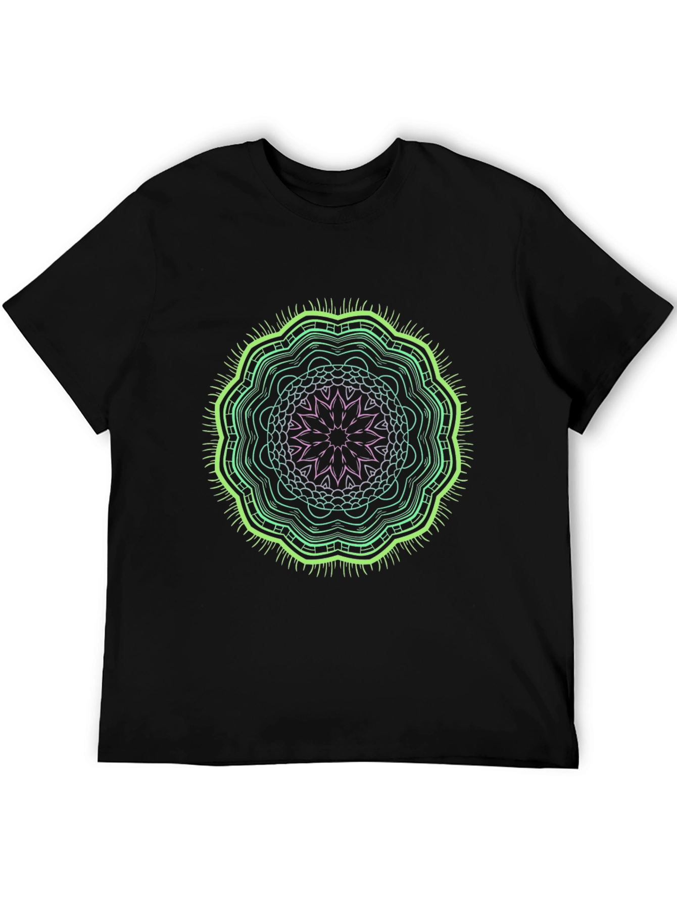 Abstract Mandala Graphic Tee - Black