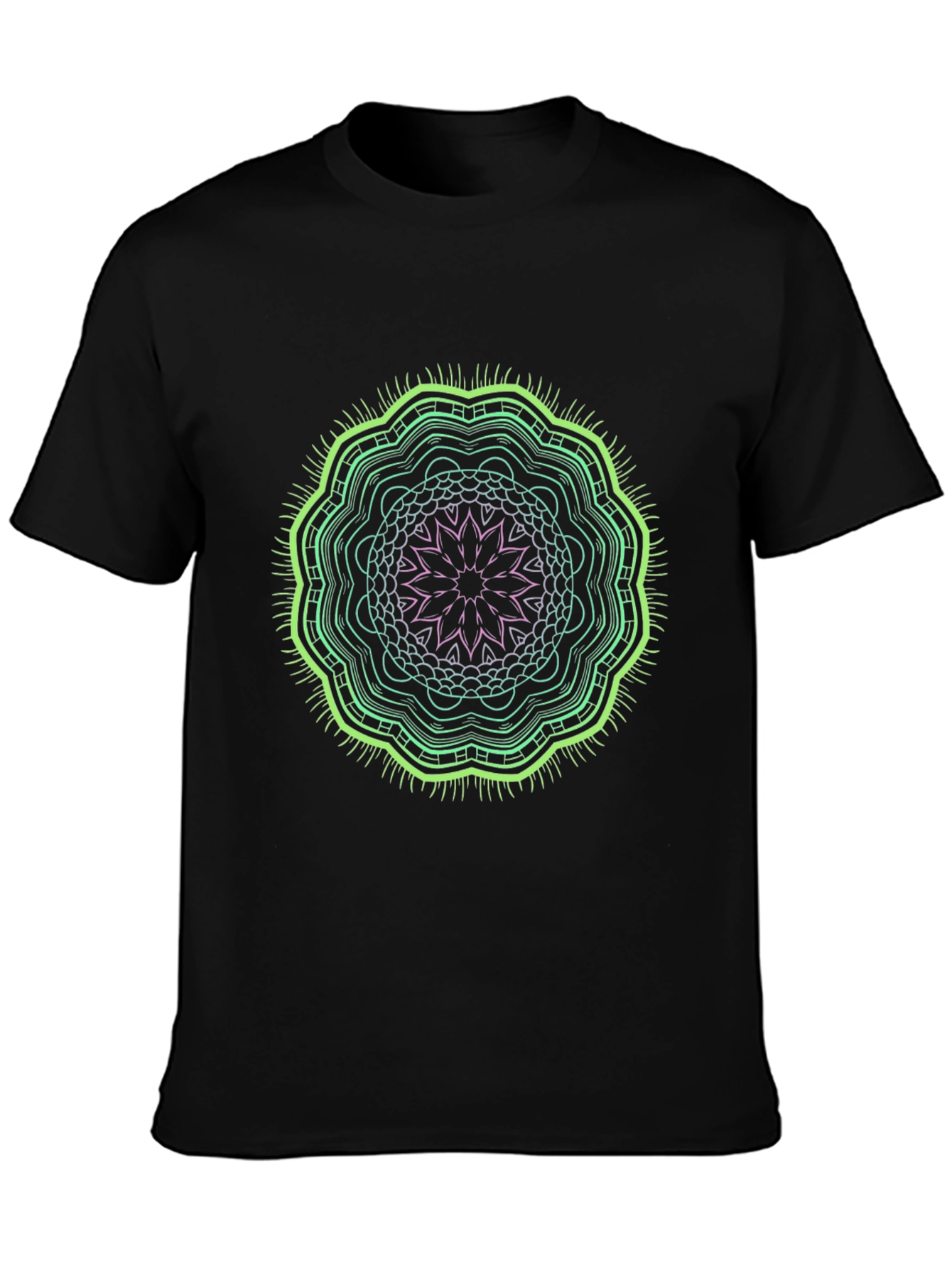 Abstract Mandala Graphic Tee - Black