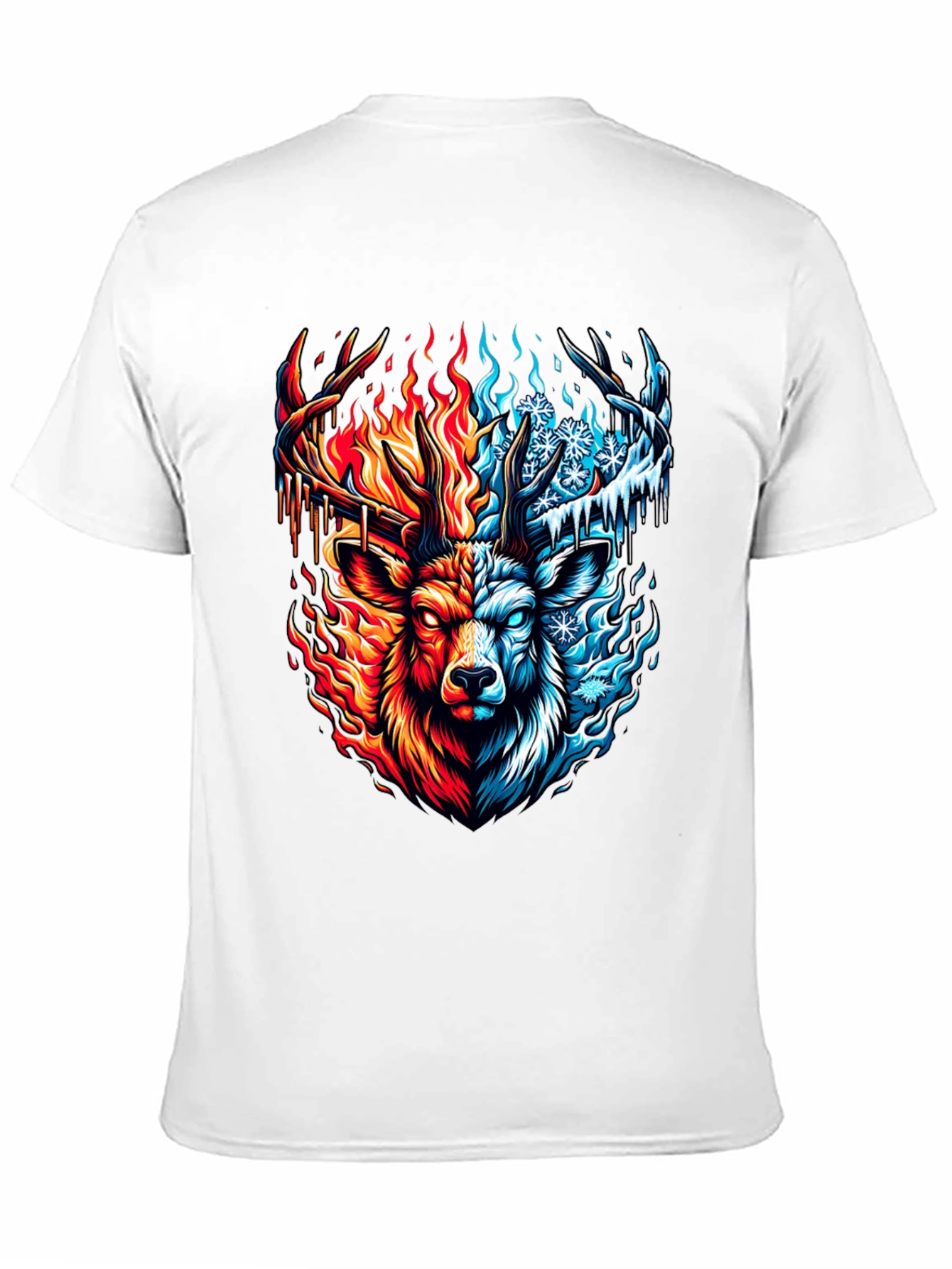 Fire and Ice Deer Graphic T-Shirt
